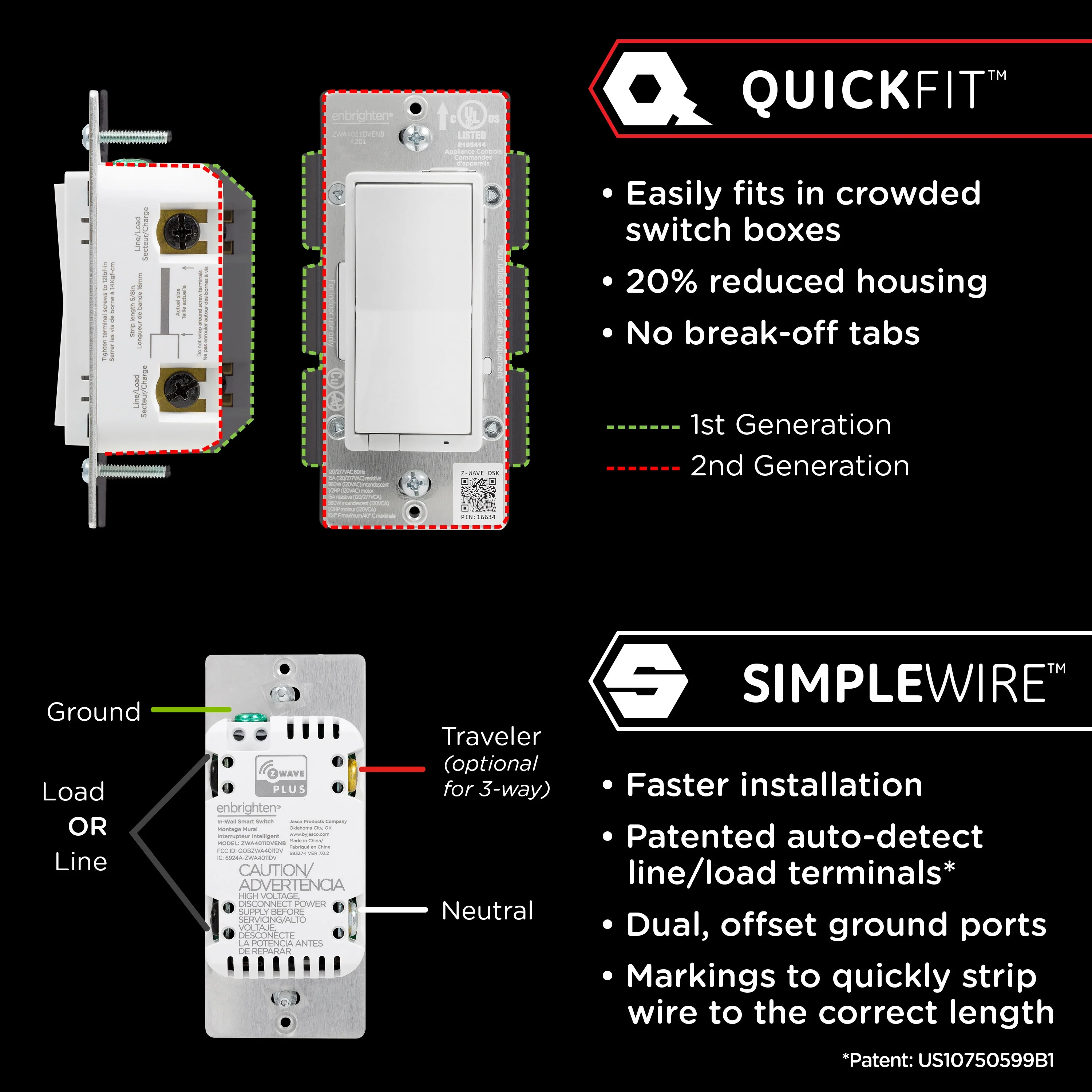 Enbrighten Z-Wave Plus Commercial Grade In-Wall Smart Paddle Switch, 700 Series, White - Image 3