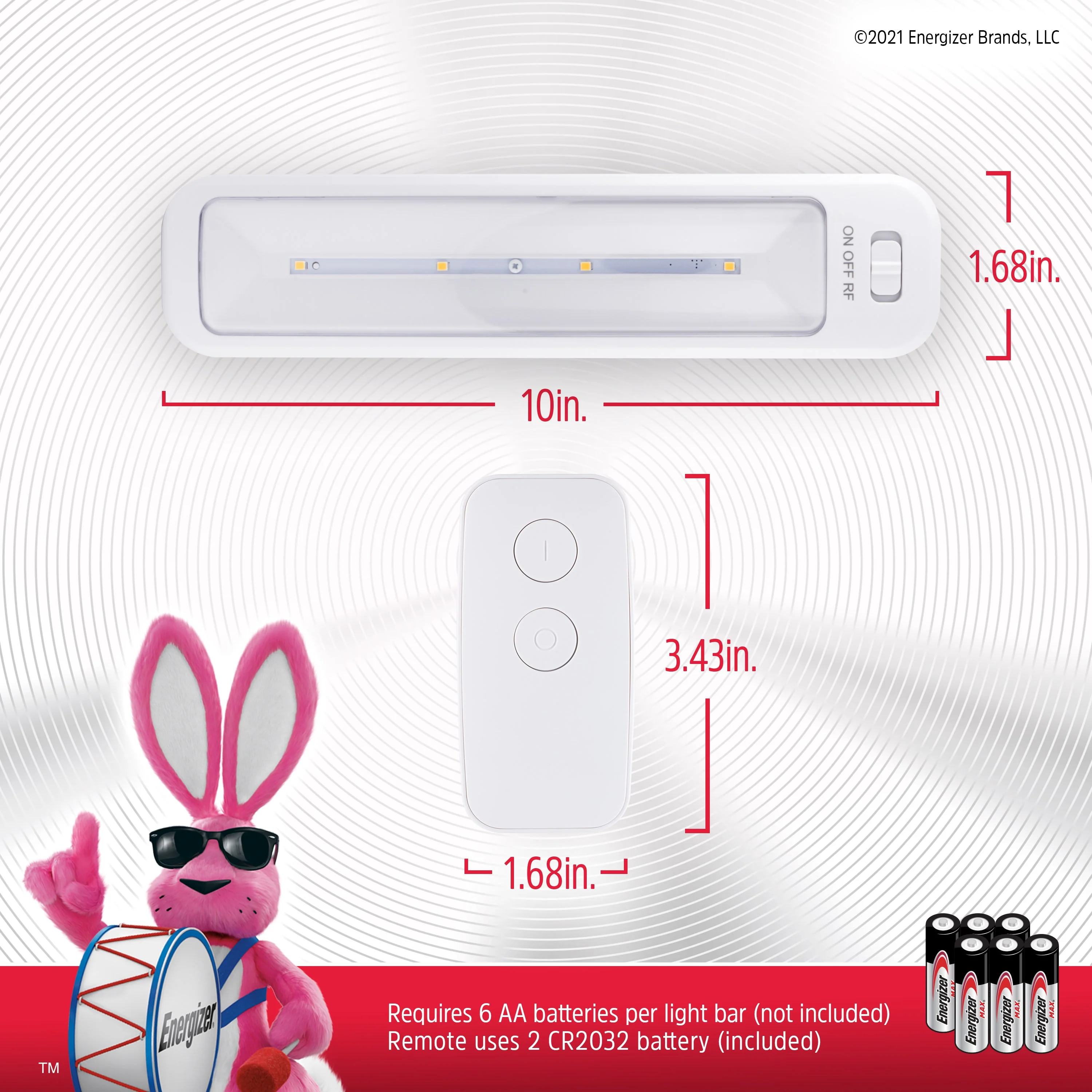 Energizer 10in. Battery Operated LED Light Bar with Remote, 2 Pack, White - Image 7