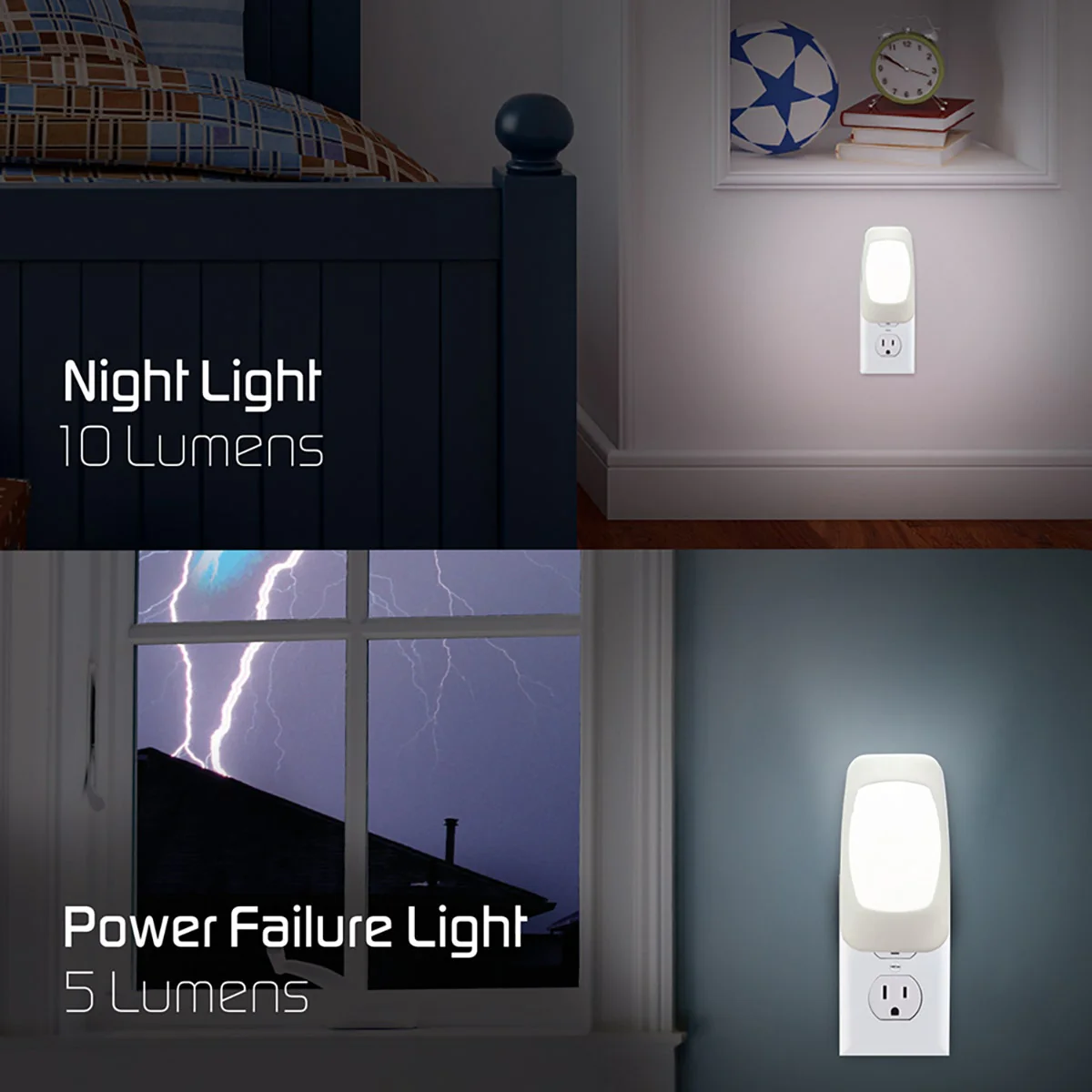 Energizer 4-in-1 Rechargeable Power Failure Light Sensing LED Night Light, White, 6 Pack - Image 2