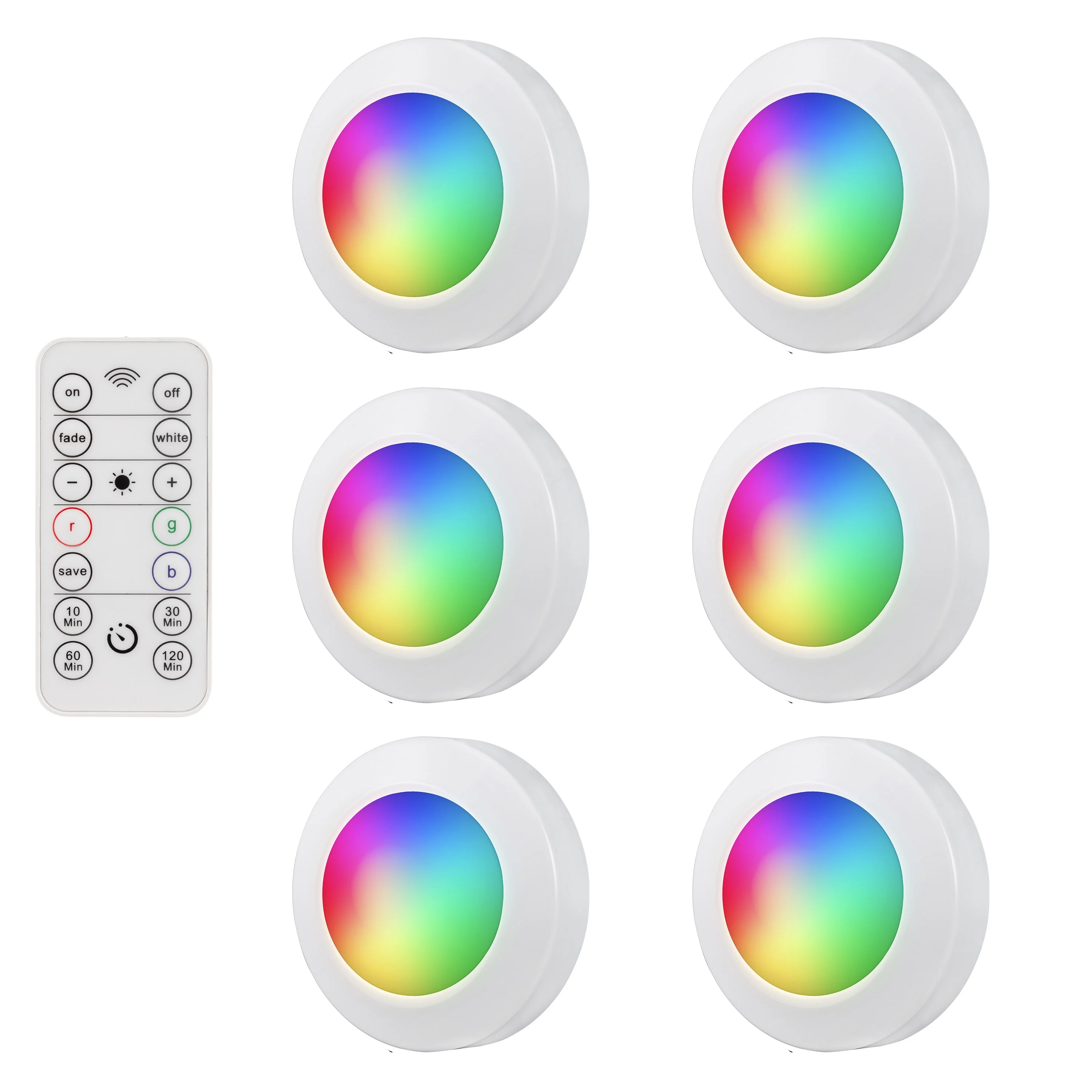 Energizer Battery Operated Color-Changing Dimmable LED Puck Light with Remote, 6 Pack, White - Image 5
