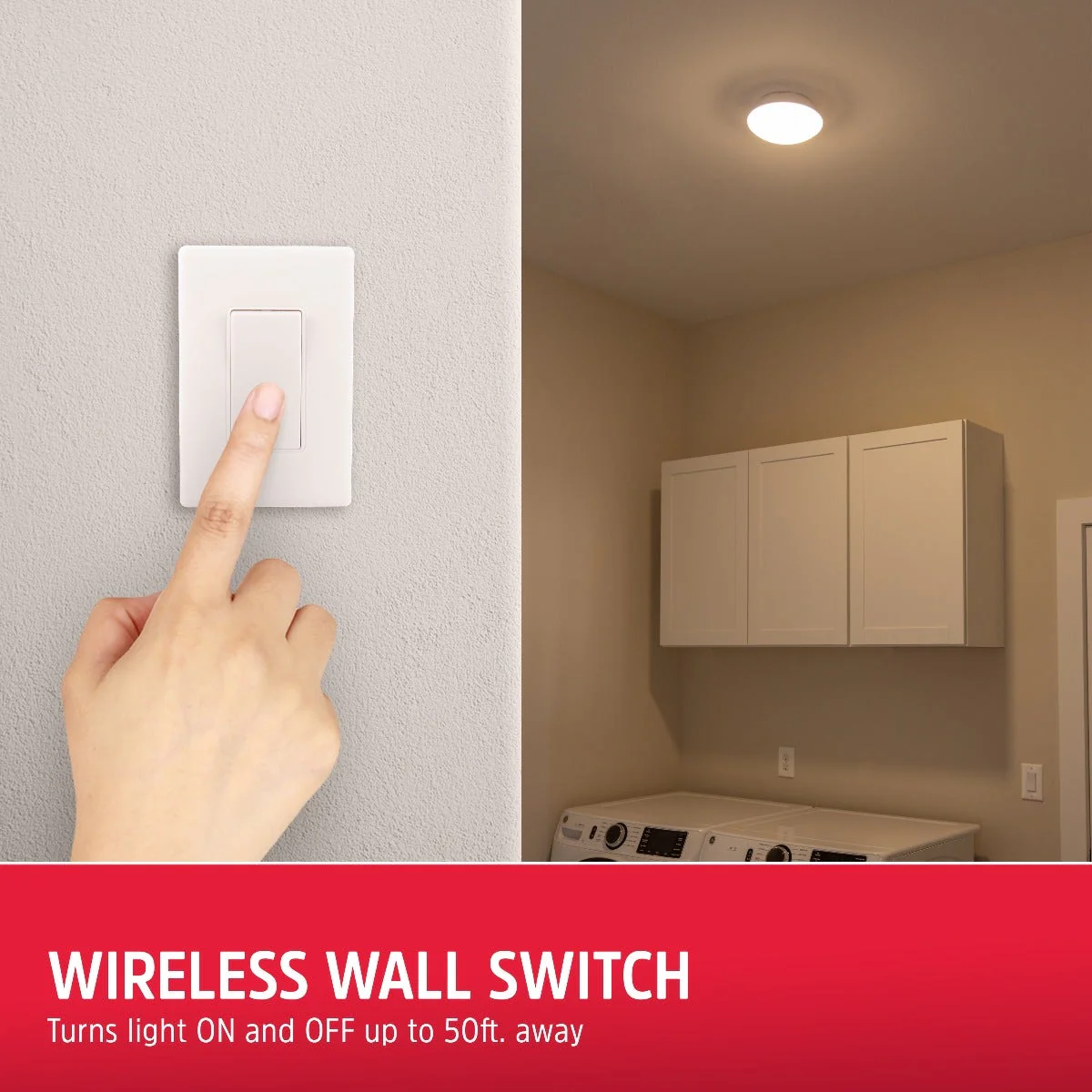 Energizer Battery Operated LED Ceiling Fixture with Wall Switch, White - Image 3