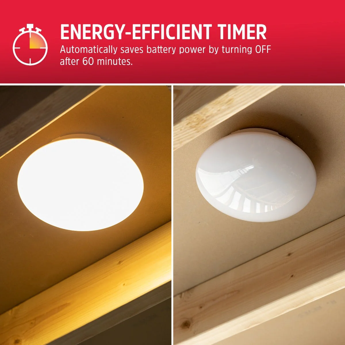 Energizer Battery Operated LED Ceiling Fixture with Wall Switch, White - Image 4