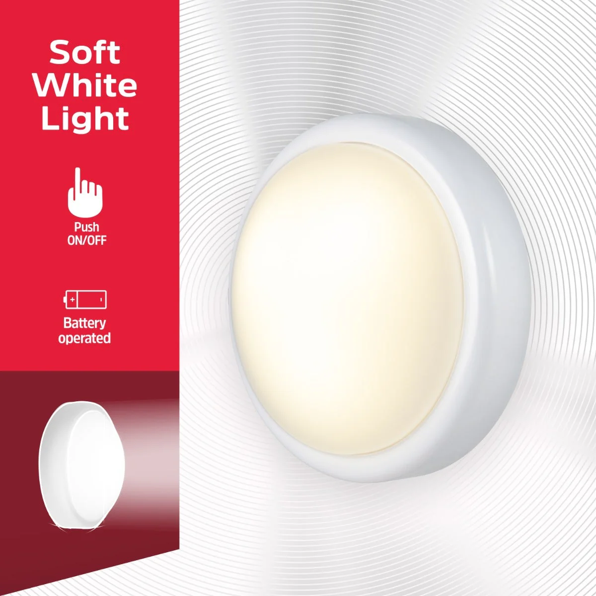Energizer Battery Operated LED Tap Puck Light, White, 4 Pack - Image 4