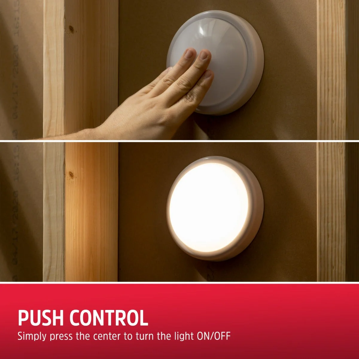 Energizer Battery Operated LED Tap Puck Light, White, 4 Pack - Image 5
