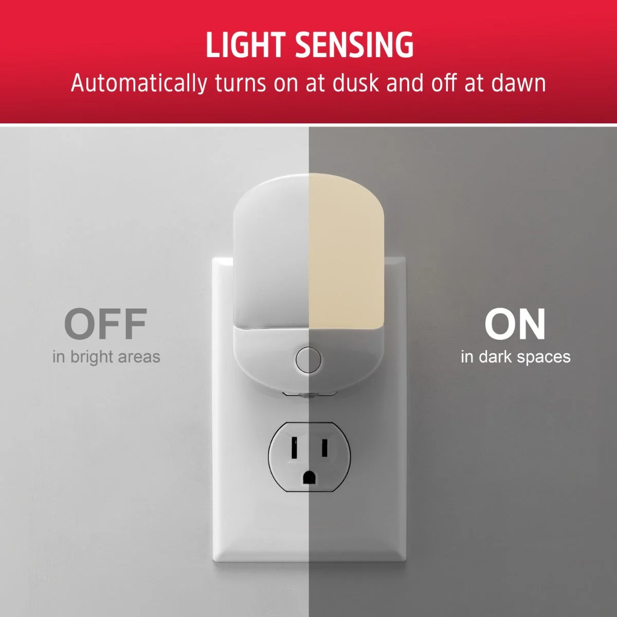 Energizer Plug-In Light Sensing Color-Changing LED Night Light, White - Image 6