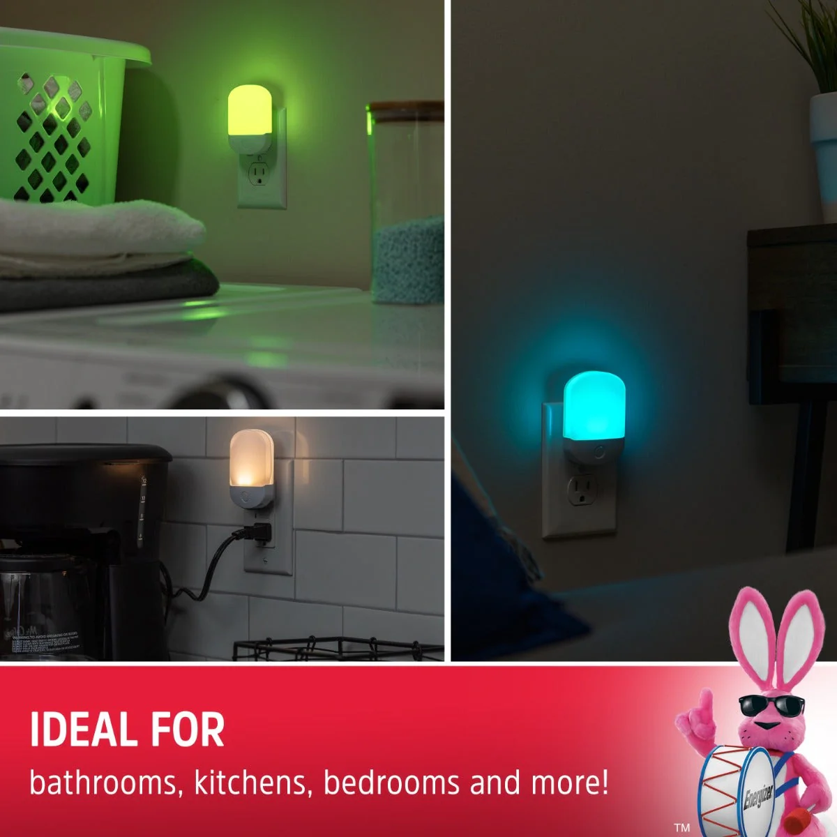 Energizer Plug-In Light Sensing Color-Changing LED Night Light, White - Image 7