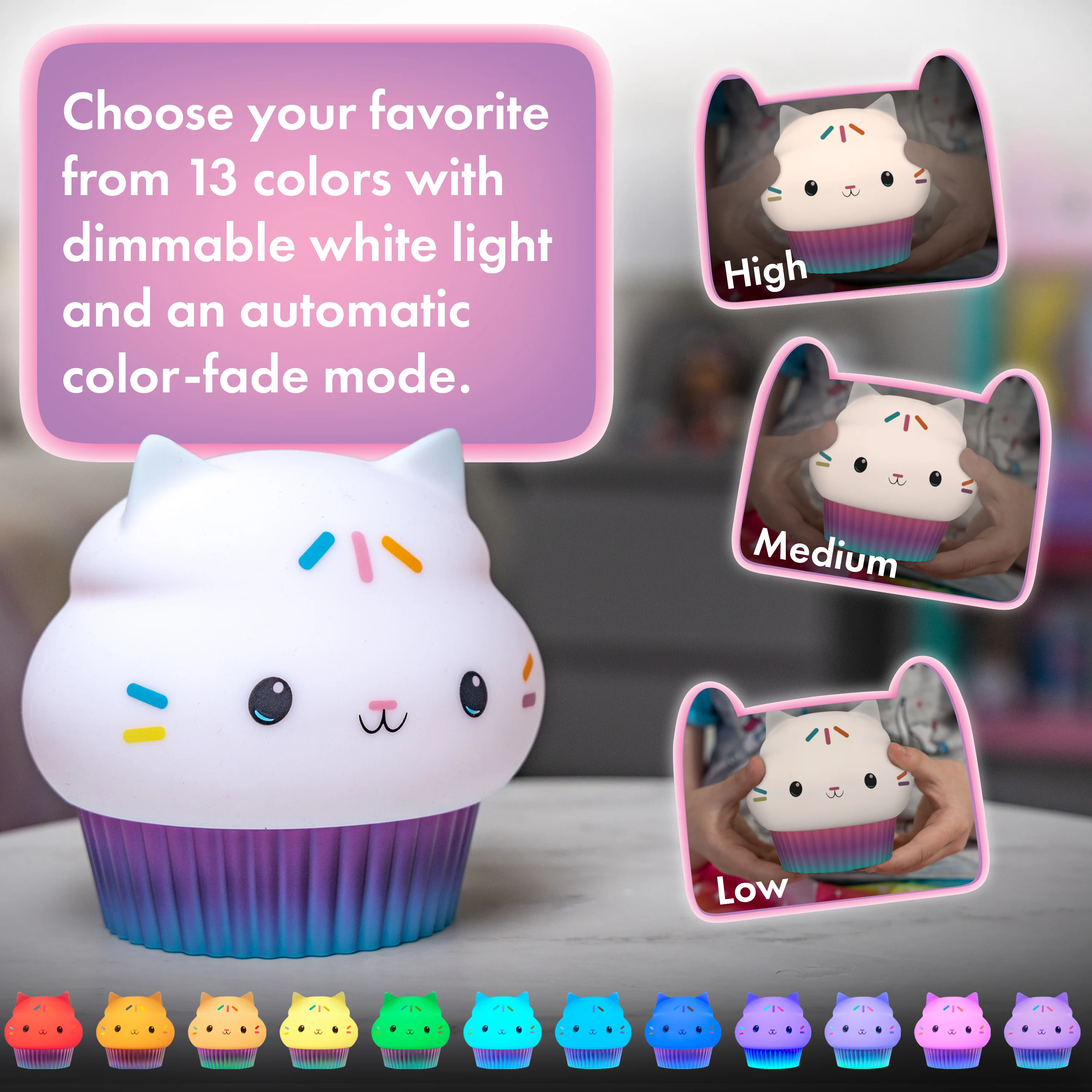 Gabby’s Dollhouse Cakey Cat Color-Changing Squish ’ems Light - Image 4