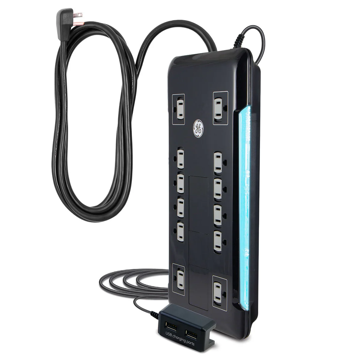 GE 12-Outlet 8ft. Surge Protector with 2-USB Tether, Black - Image 10