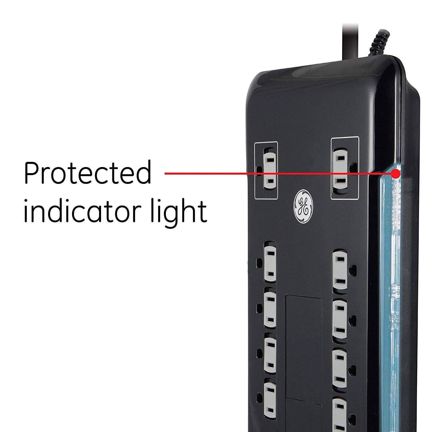 GE 12-Outlet 8ft. Surge Protector with 2-USB Tether, Black - Image 4