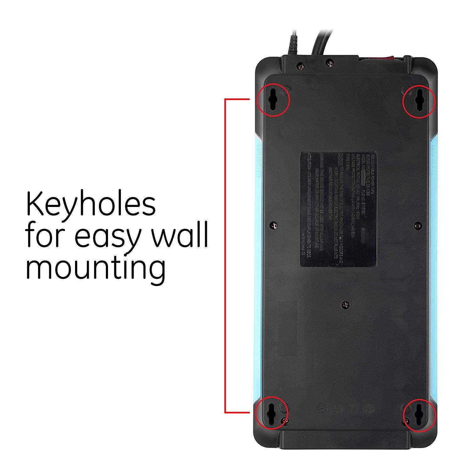 GE 12-Outlet 8ft. Surge Protector with 2-USB Tether, Black - Image 5