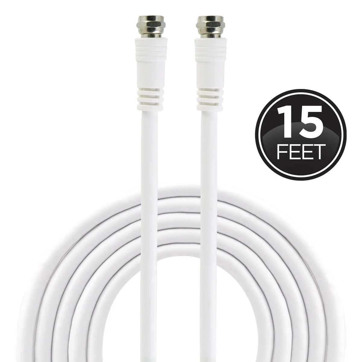 GE 15ft. RG6 Coaxial Cable with F-Type Connectors, White - Image 5