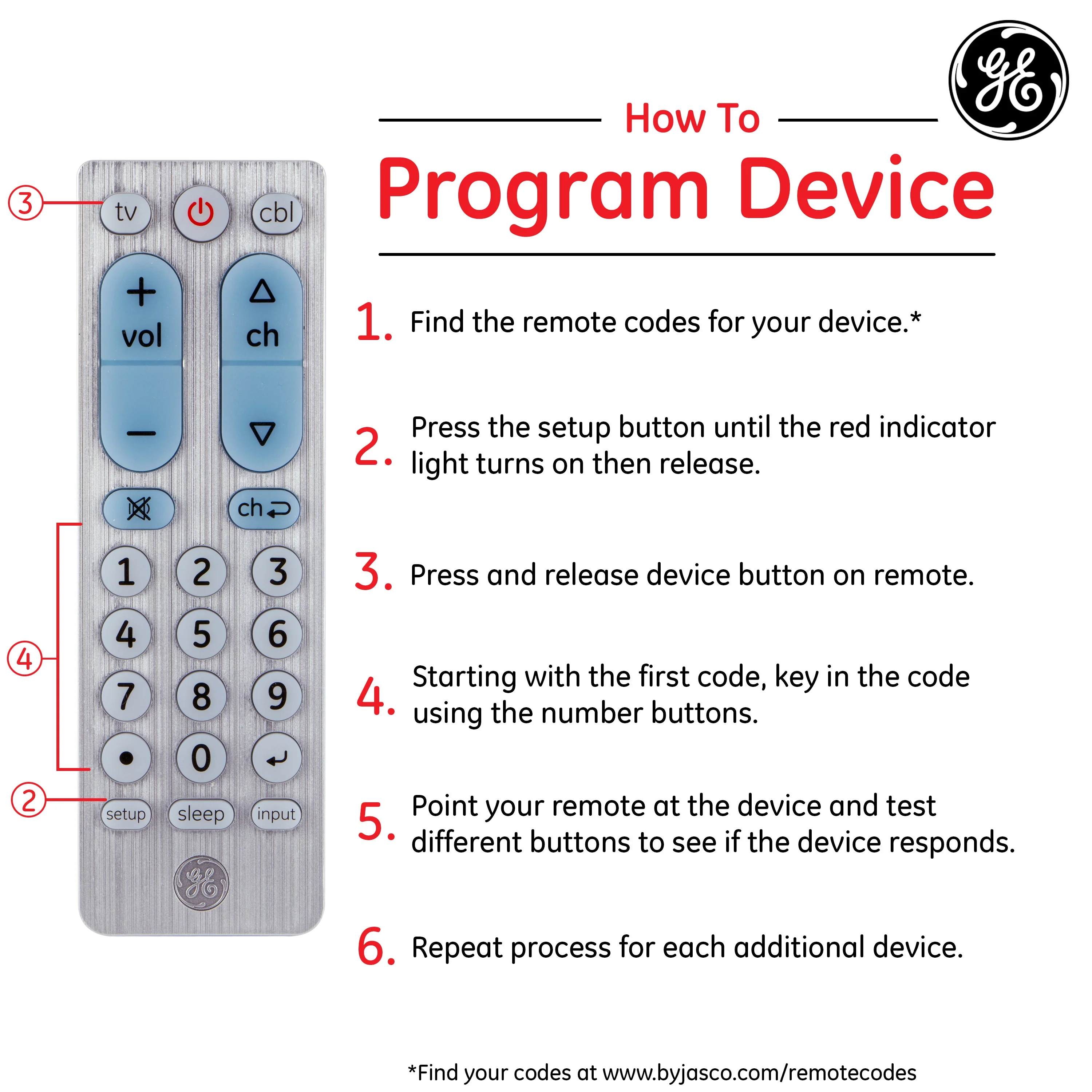 GE 2-Device Universal Remote, Brushed Silver - Image 5