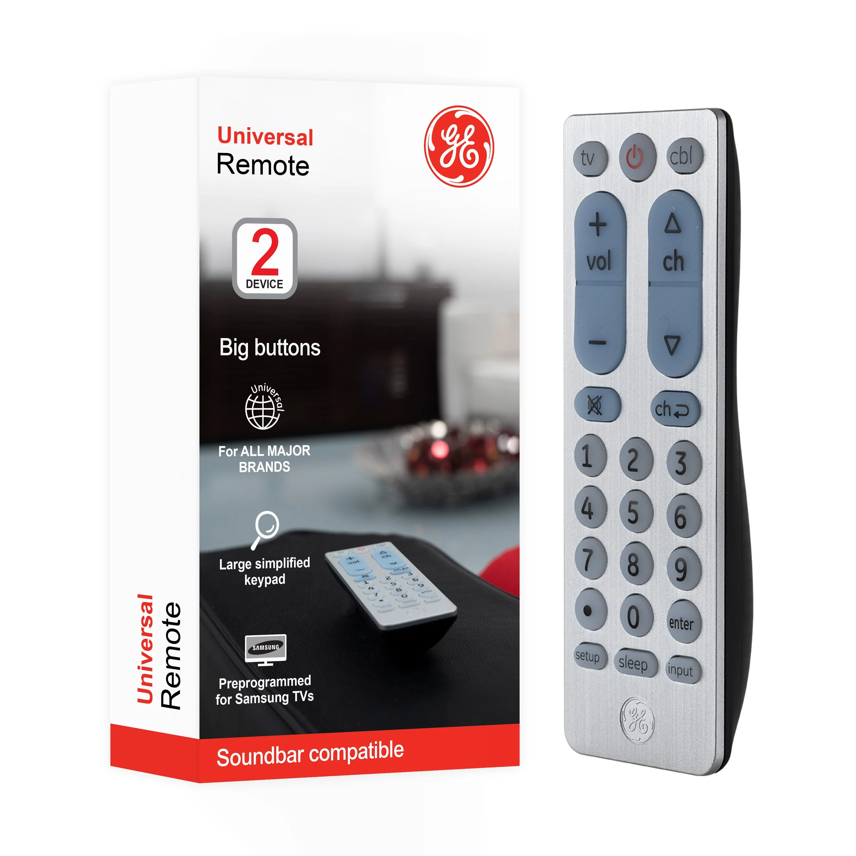 GE 2-Device Universal Remote, Brushed Silver - Image 6