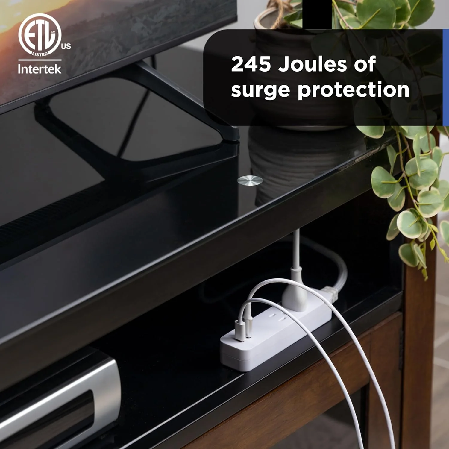 GE 2-Outlet 4ft. Surge Protector with USB Charging, White - Image 5