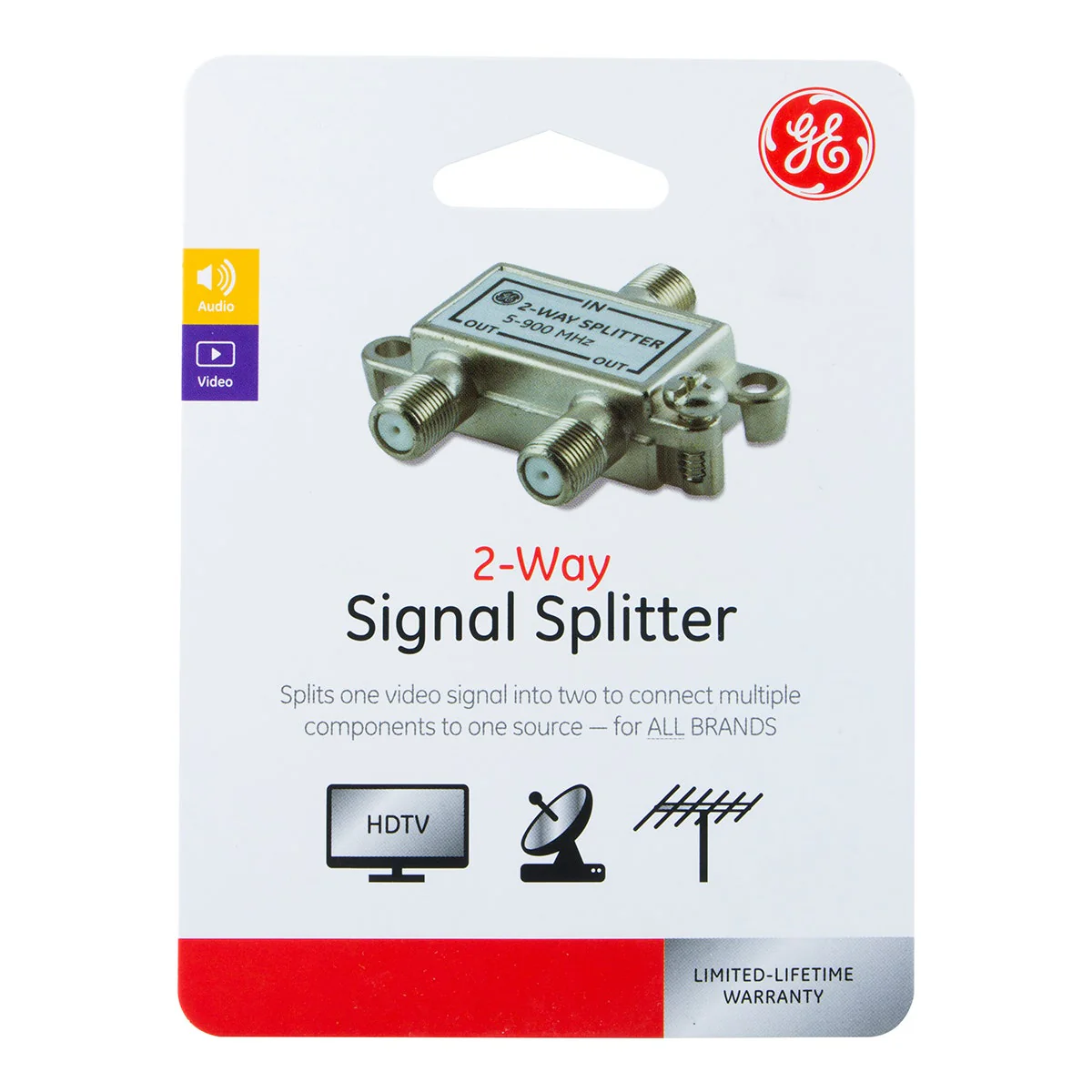 GE 2-Way Signal Splitter, Silver - Image 6