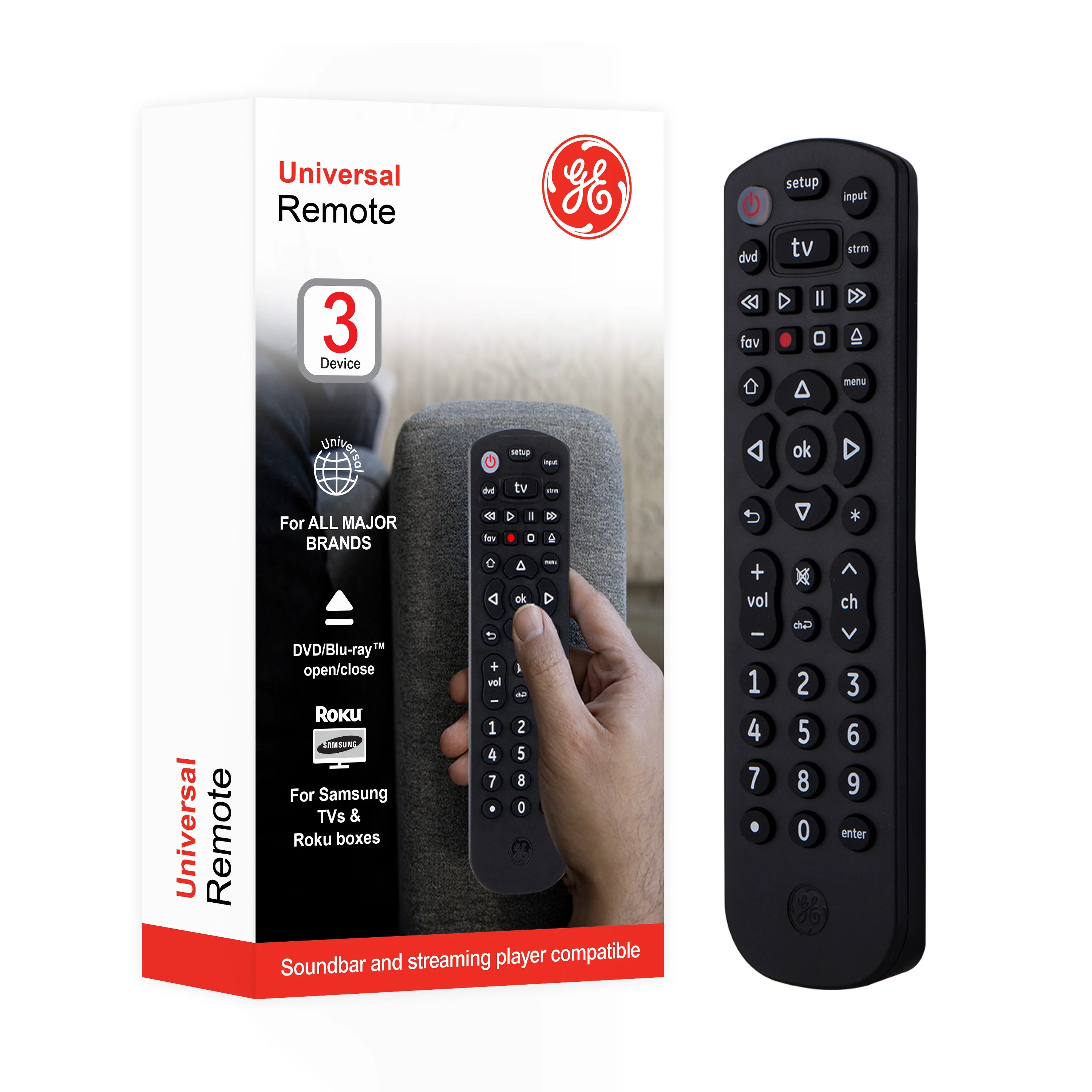 GE 3-Device Universal Remote, Black - Image 6