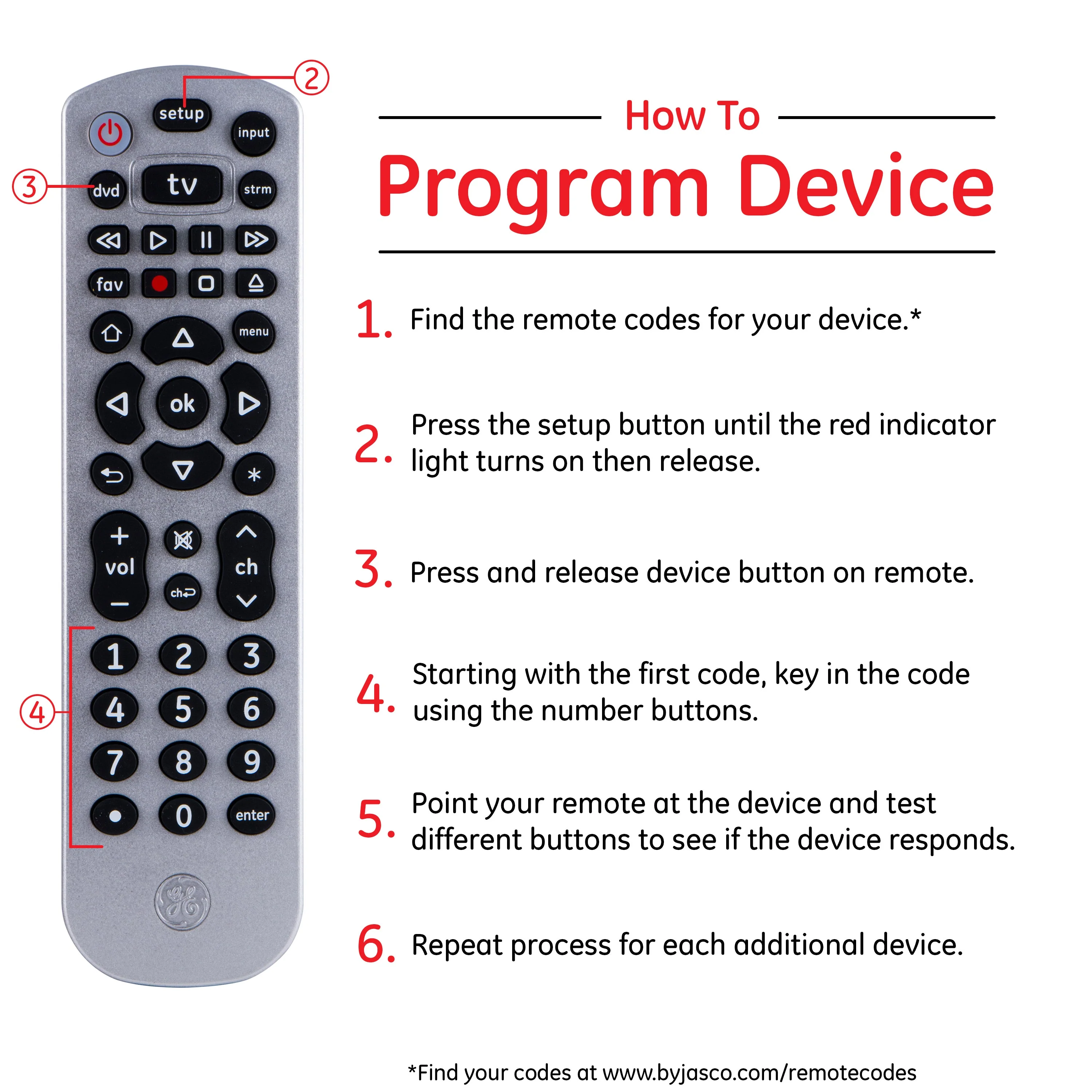 GE 3-Device Universal Remote, Silver - Image 3