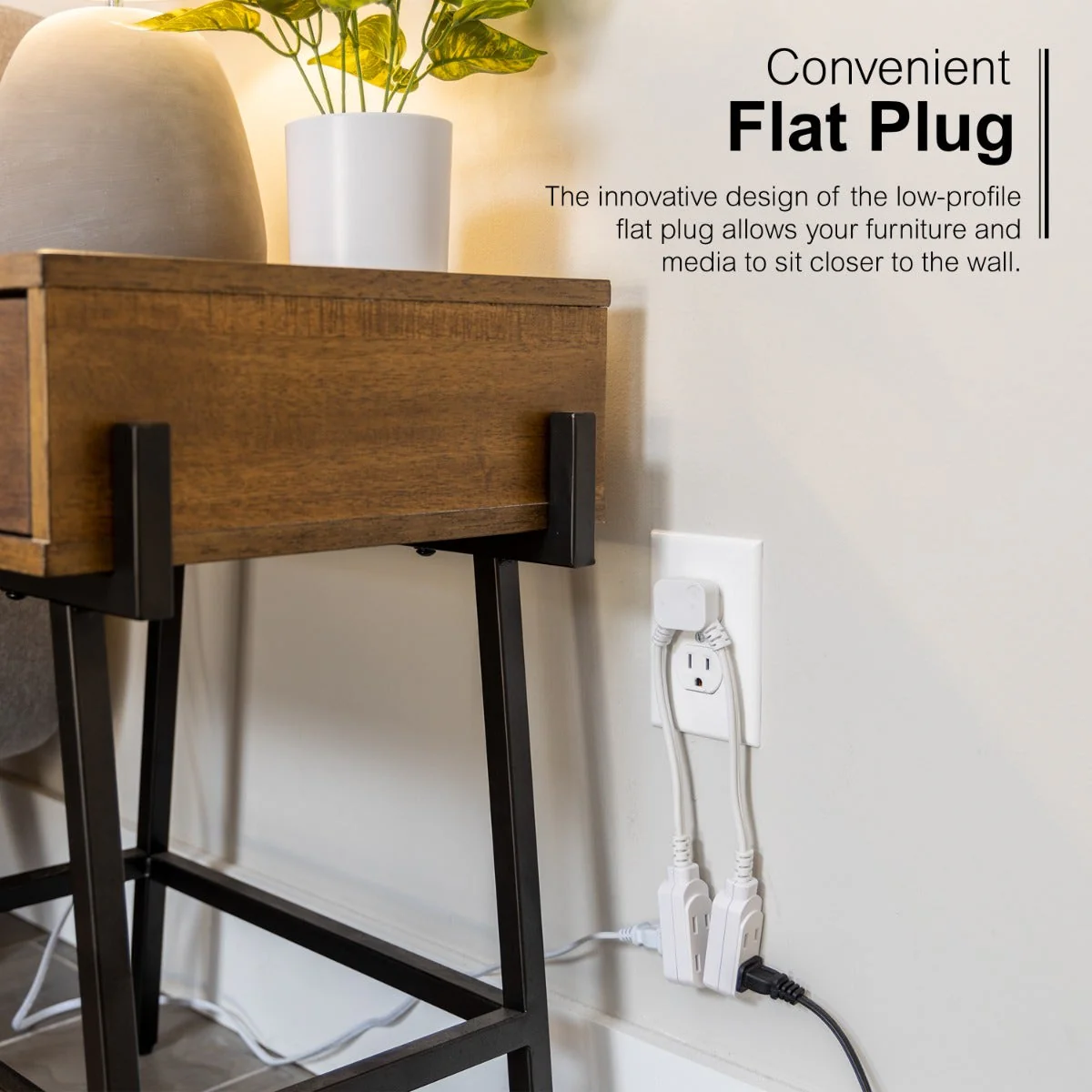 GE 3-Outlet 10in. Dual Split Extension Cord, White - Image 6