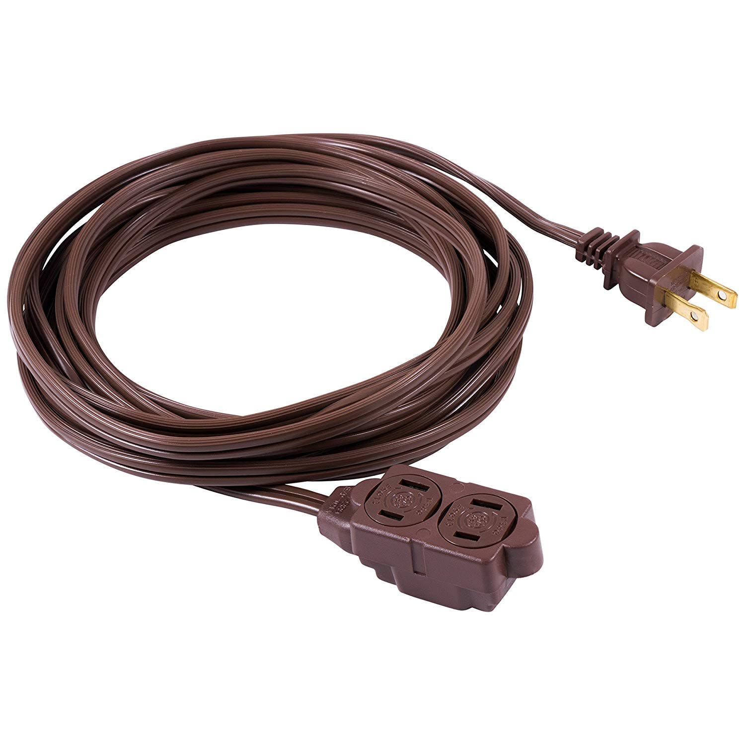 GE 3-Outlet 12ft. Extension Cord with Twist-to-Close Outlets, Brown - Image 3