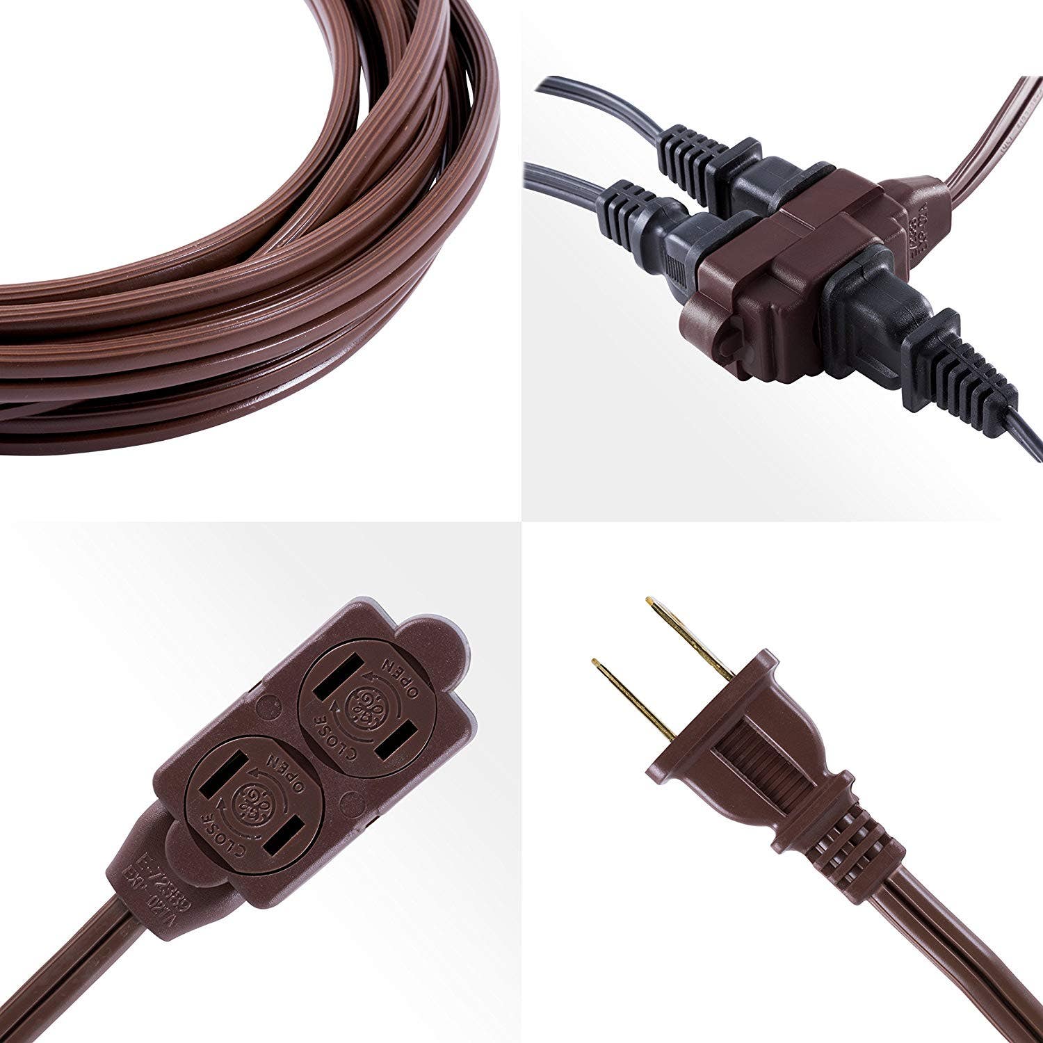 GE 3-Outlet 12ft. Extension Cord with Twist-to-Close Outlets, Brown - Image 6