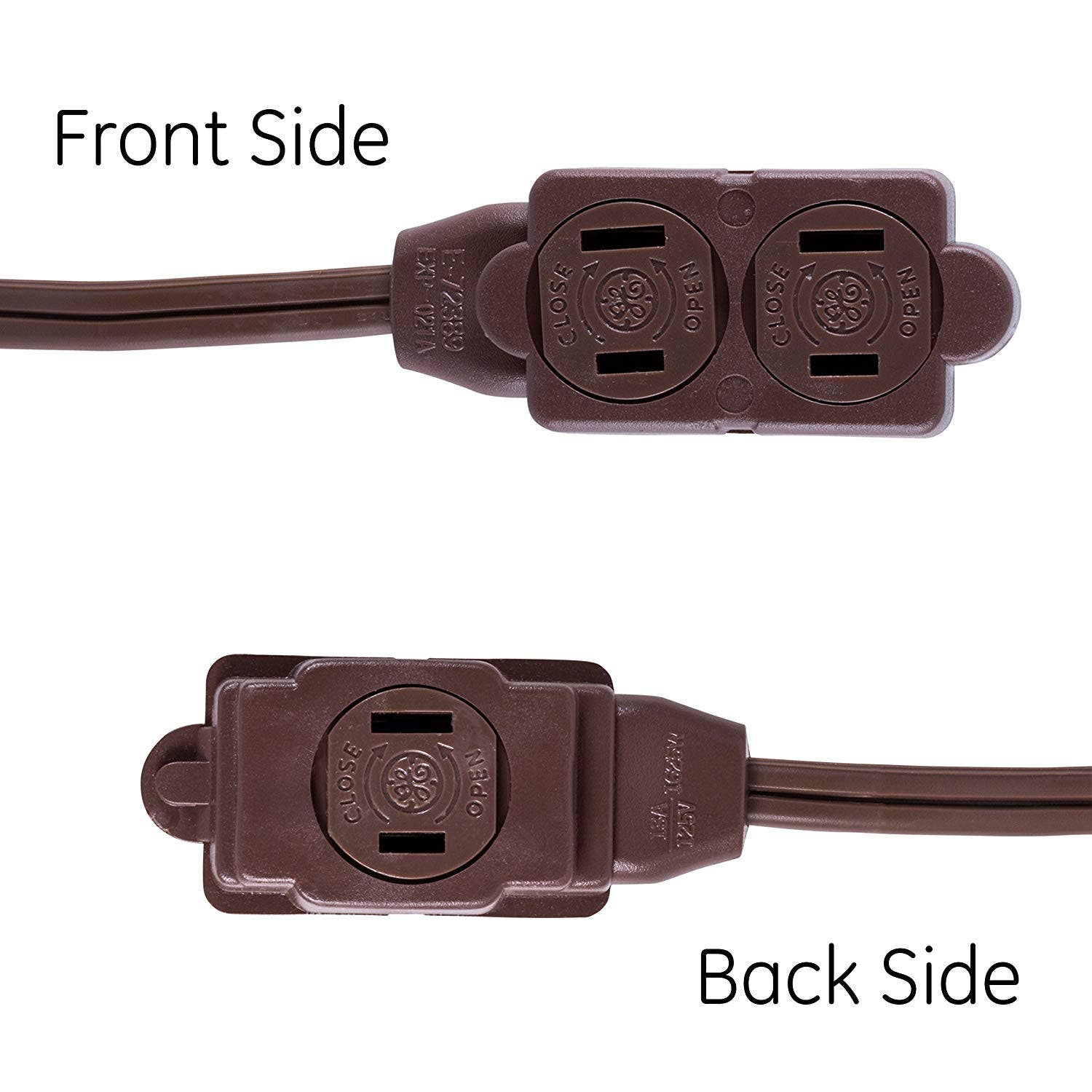 GE 3-Outlet 12ft. Extension Cord with Twist-to-Close Outlets, Brown - Image 7