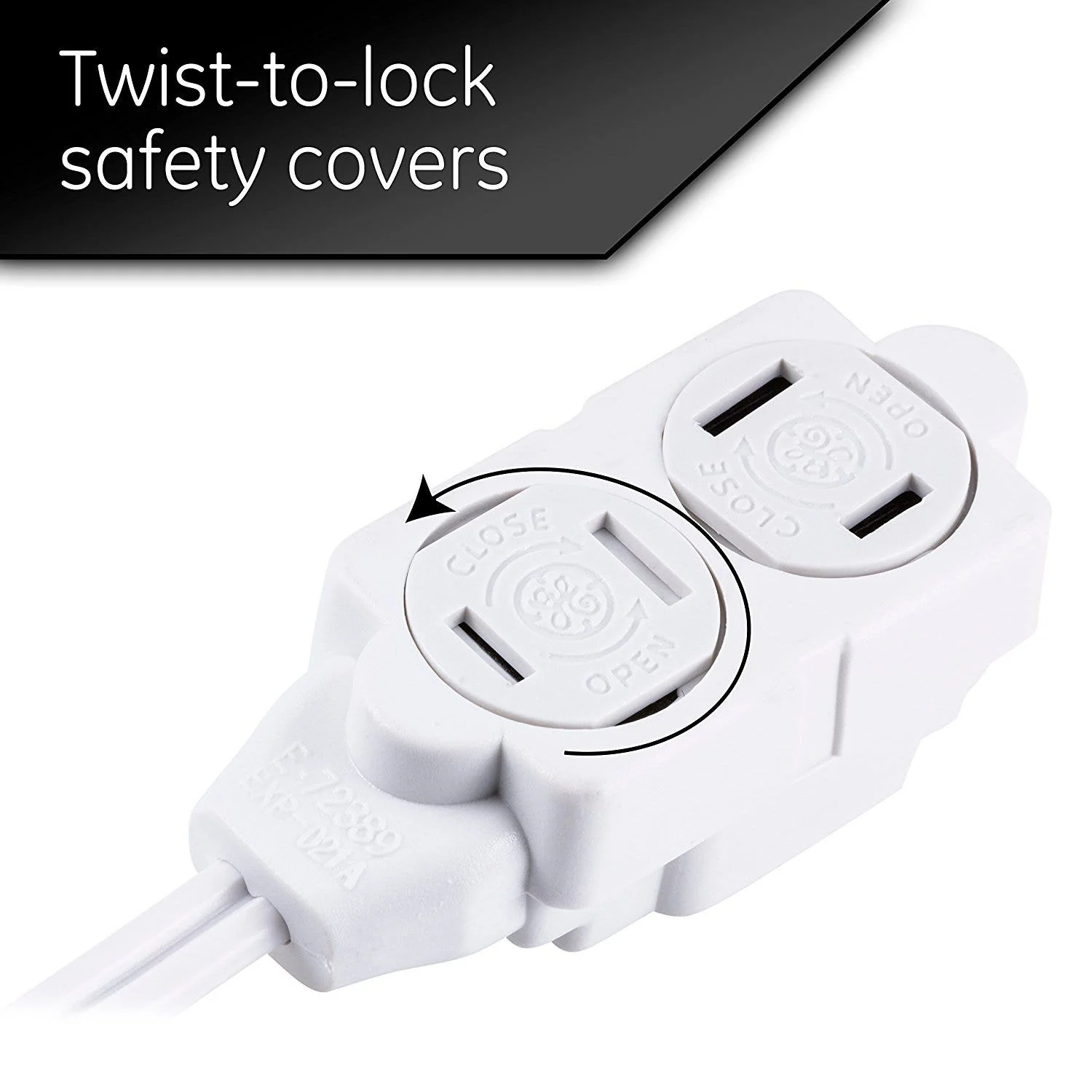 GE 3-Outlet 12ft. Extension Cord with Twist-to-Close Outlets, White - Image 3