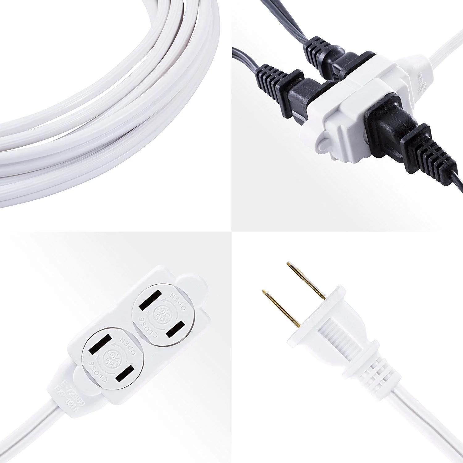 GE 3-Outlet 12ft. Extension Cord with Twist-to-Close Outlets, White - Image 4