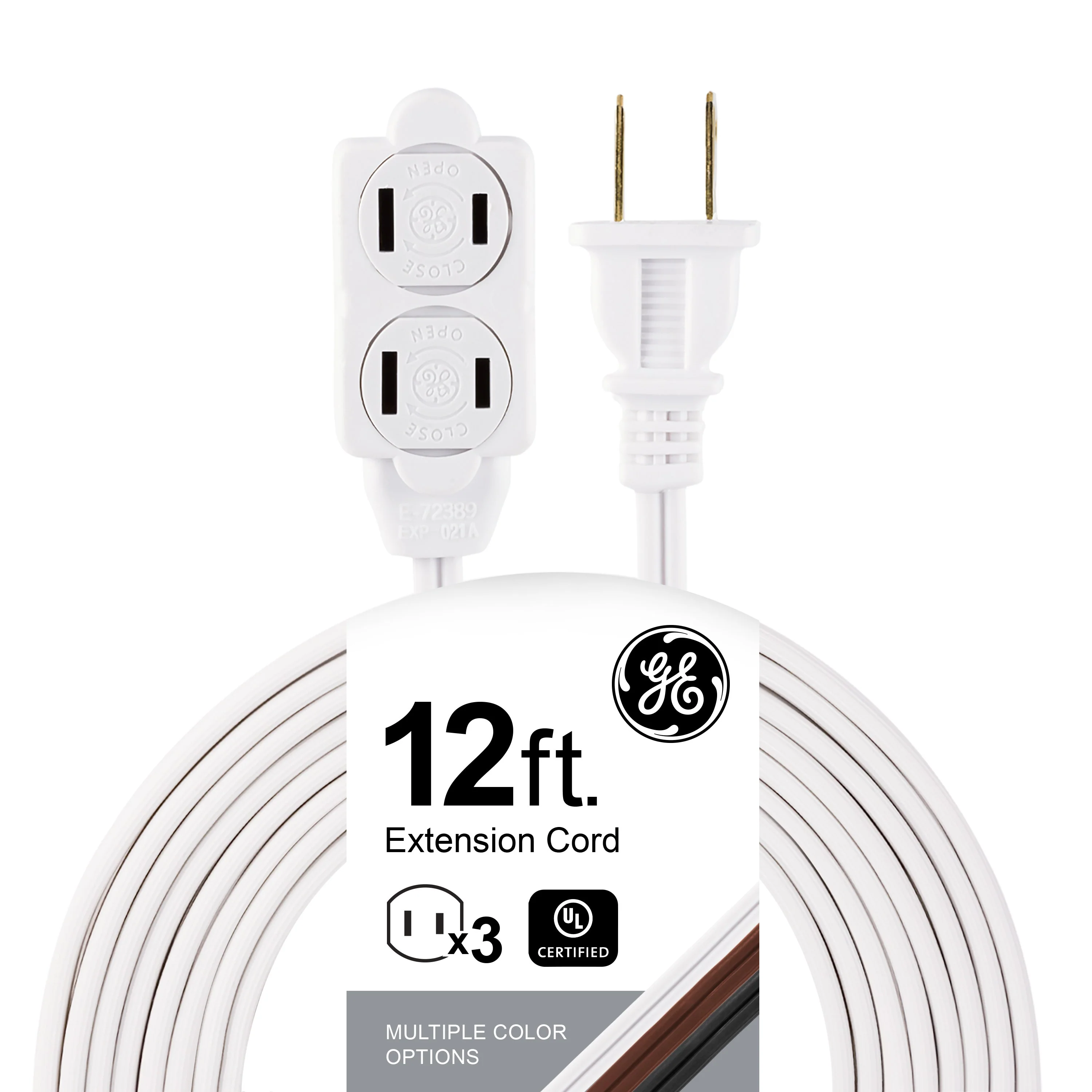 GE 3-Outlet 12ft. Extension Cord with Twist-to-Close Outlets, White - Image 7
