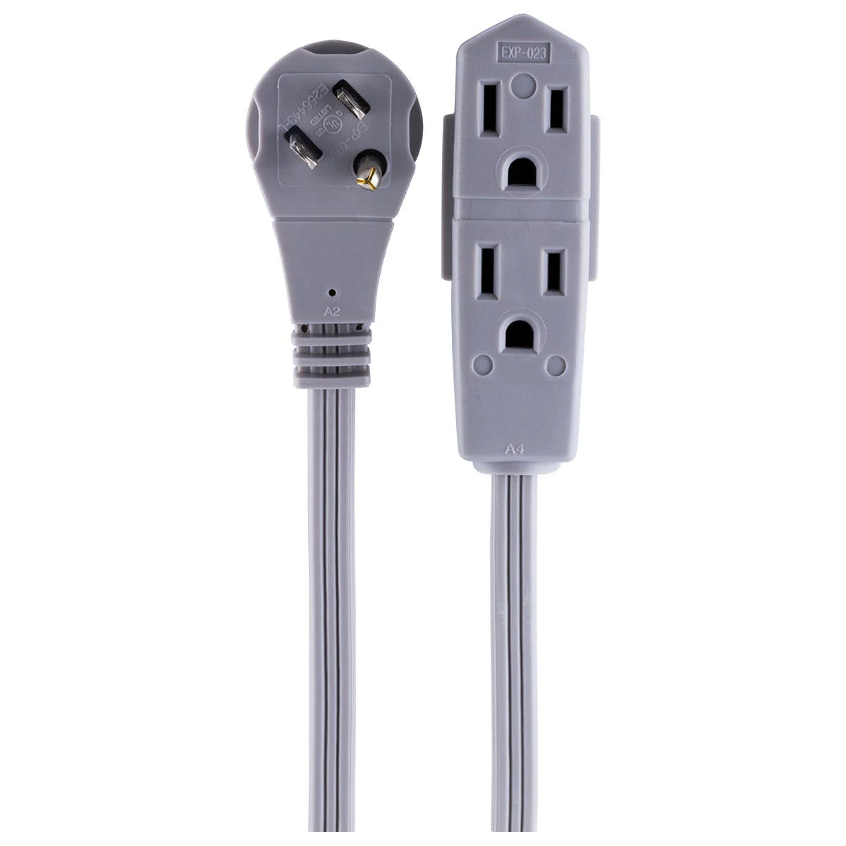 GE 3-Outlet 15ft. Extension Cord with Right-Angle Plug, Gray - Image 2