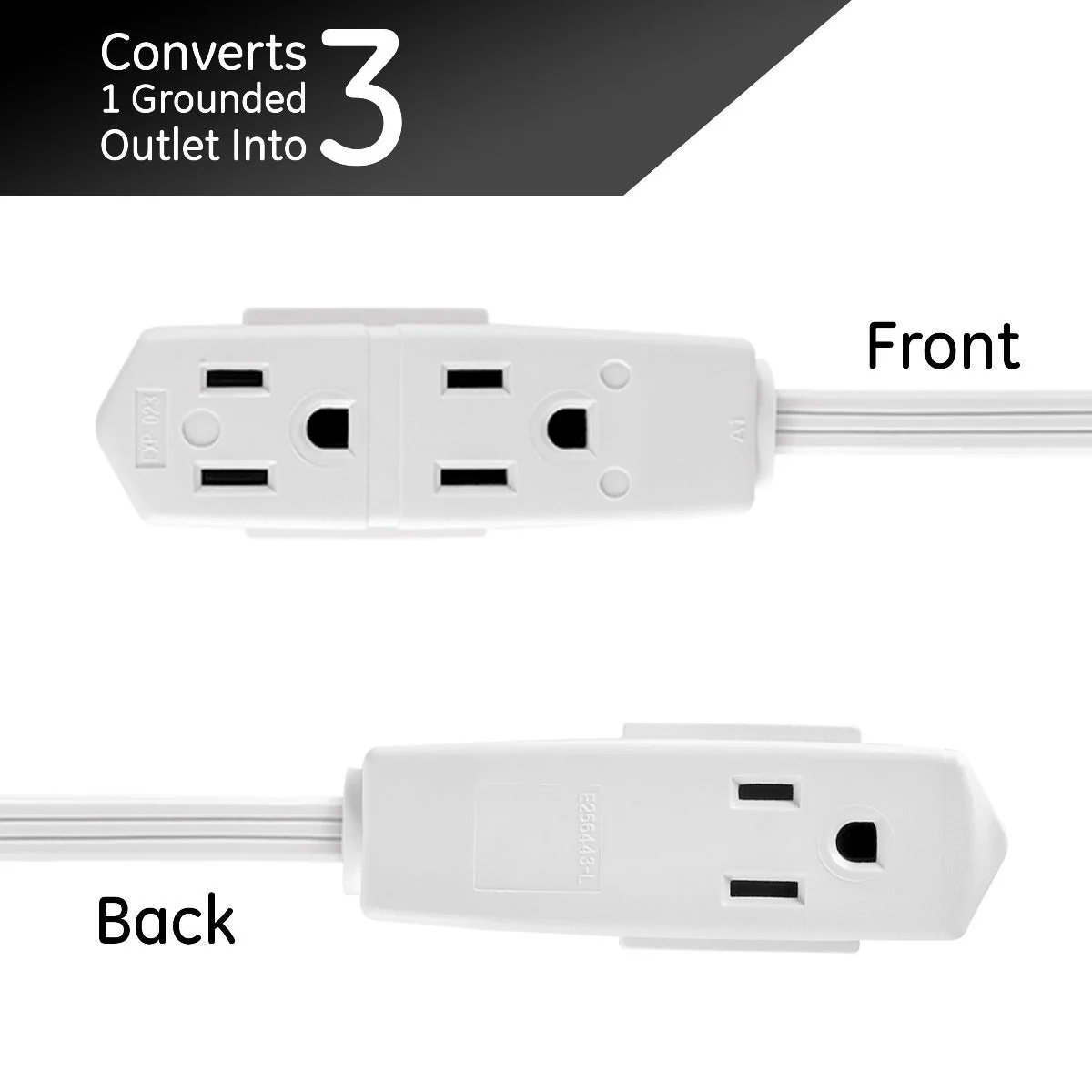 GE 3-Outlet 15ft. Extension Cord with Right-Angle Plug, White - Image 3