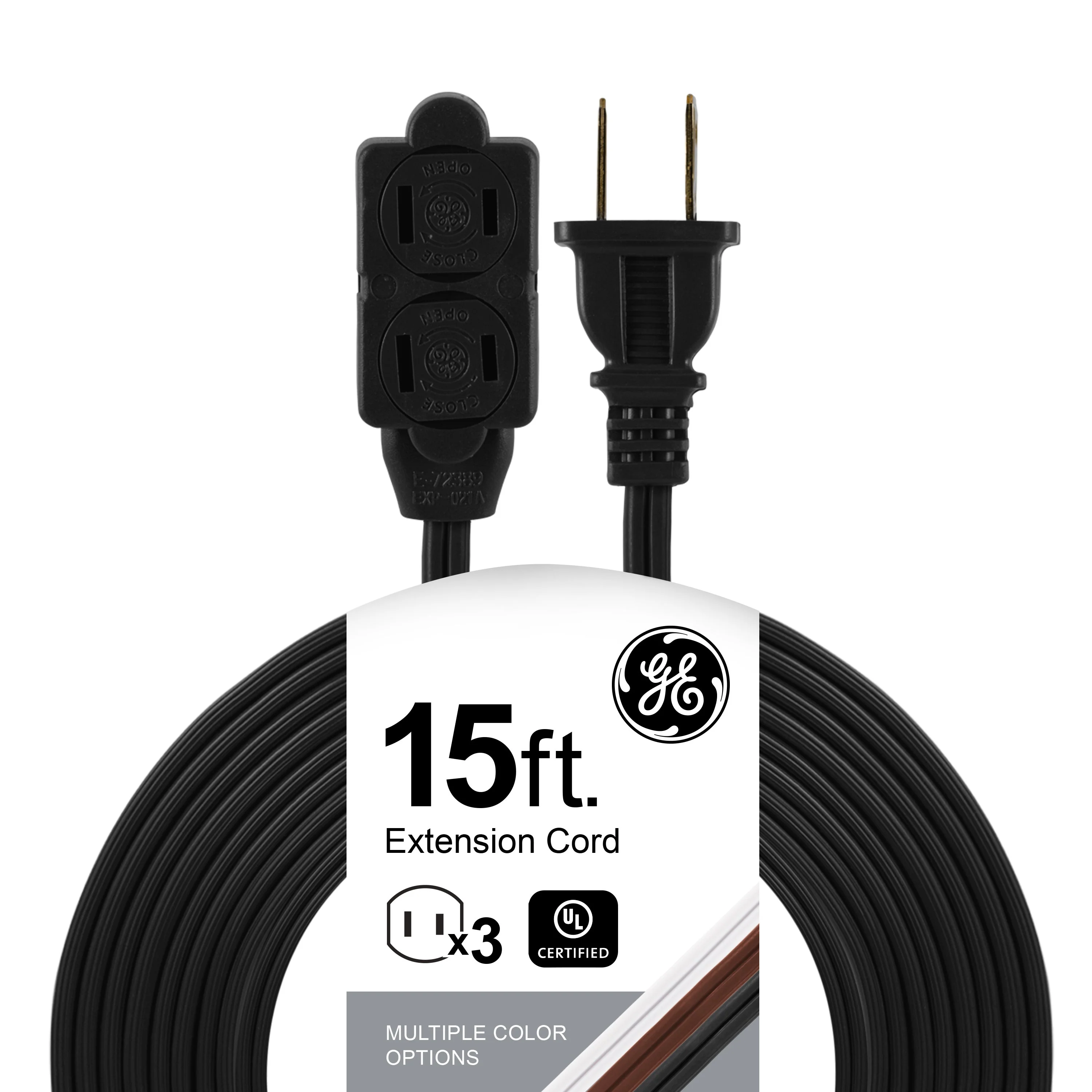 GE 3-Outlet 15ft. Extension Cord with Twist-to-Close Outlets, Black - Image 8