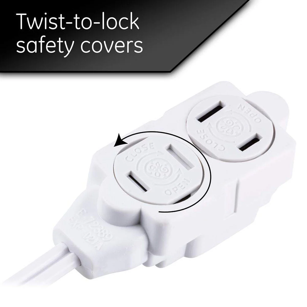 GE 3-Outlet 15ft. Extension Cord with Twist-to-Close Outlets, White - Image 3