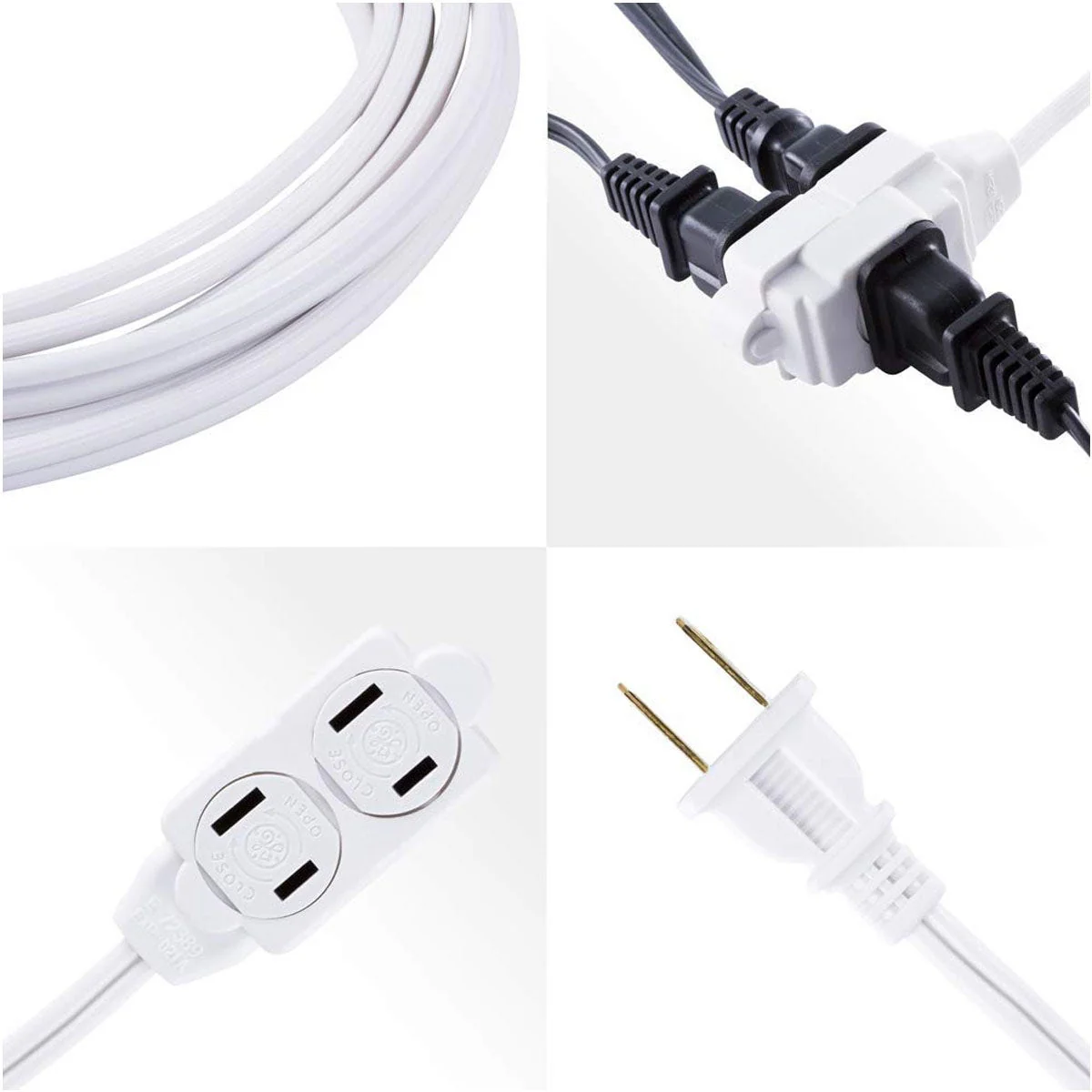 GE 3-Outlet 15ft. Extension Cord with Twist-to-Close Outlets, White - Image 5