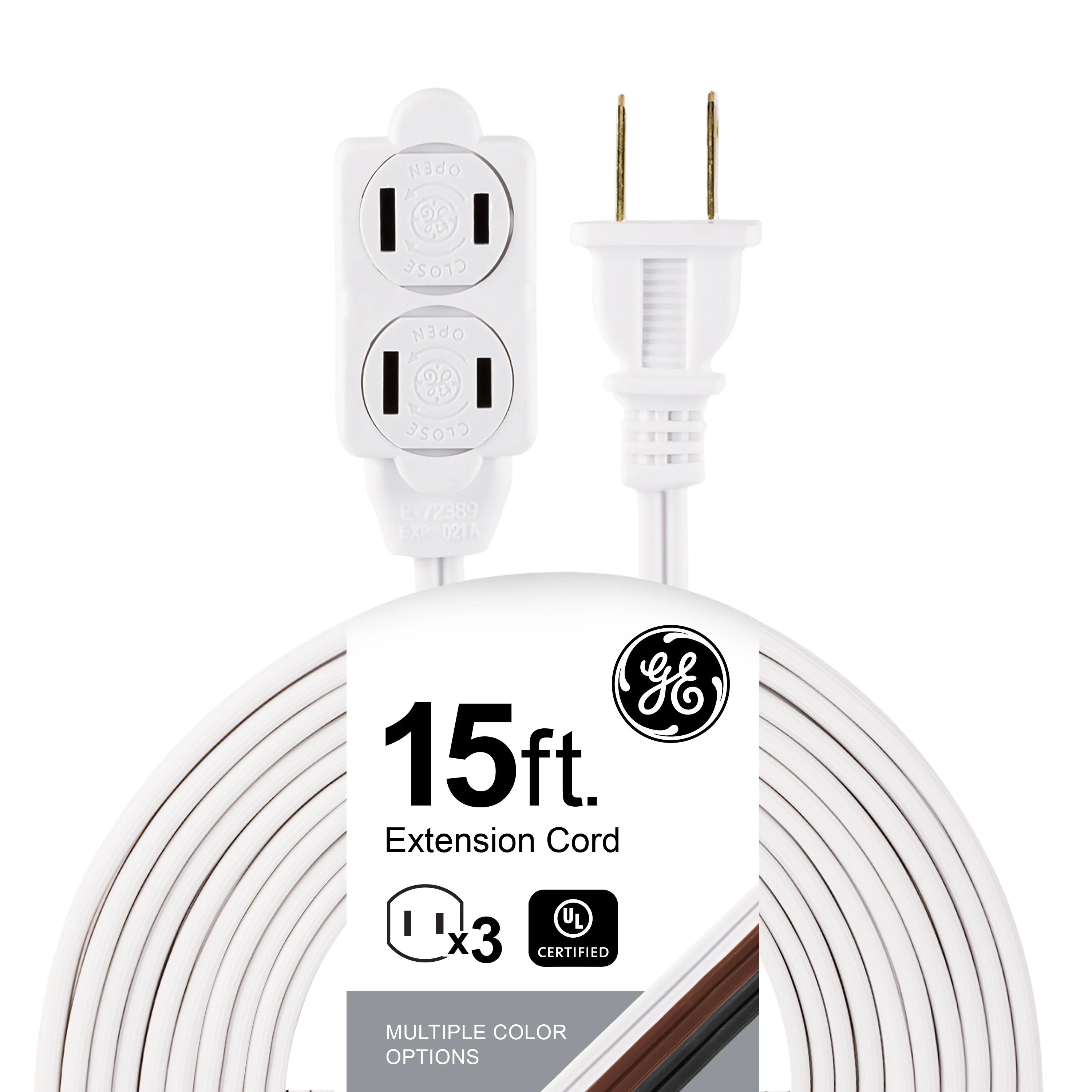 GE 3-Outlet 15ft. Extension Cord with Twist-to-Close Outlets, White - Image 7