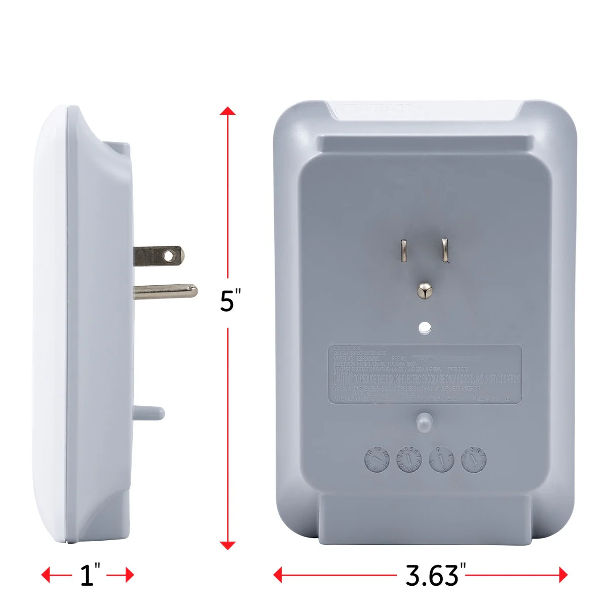GE 3-Outlet 2-USB Wall Tap with Surge Protection, White - Image 5