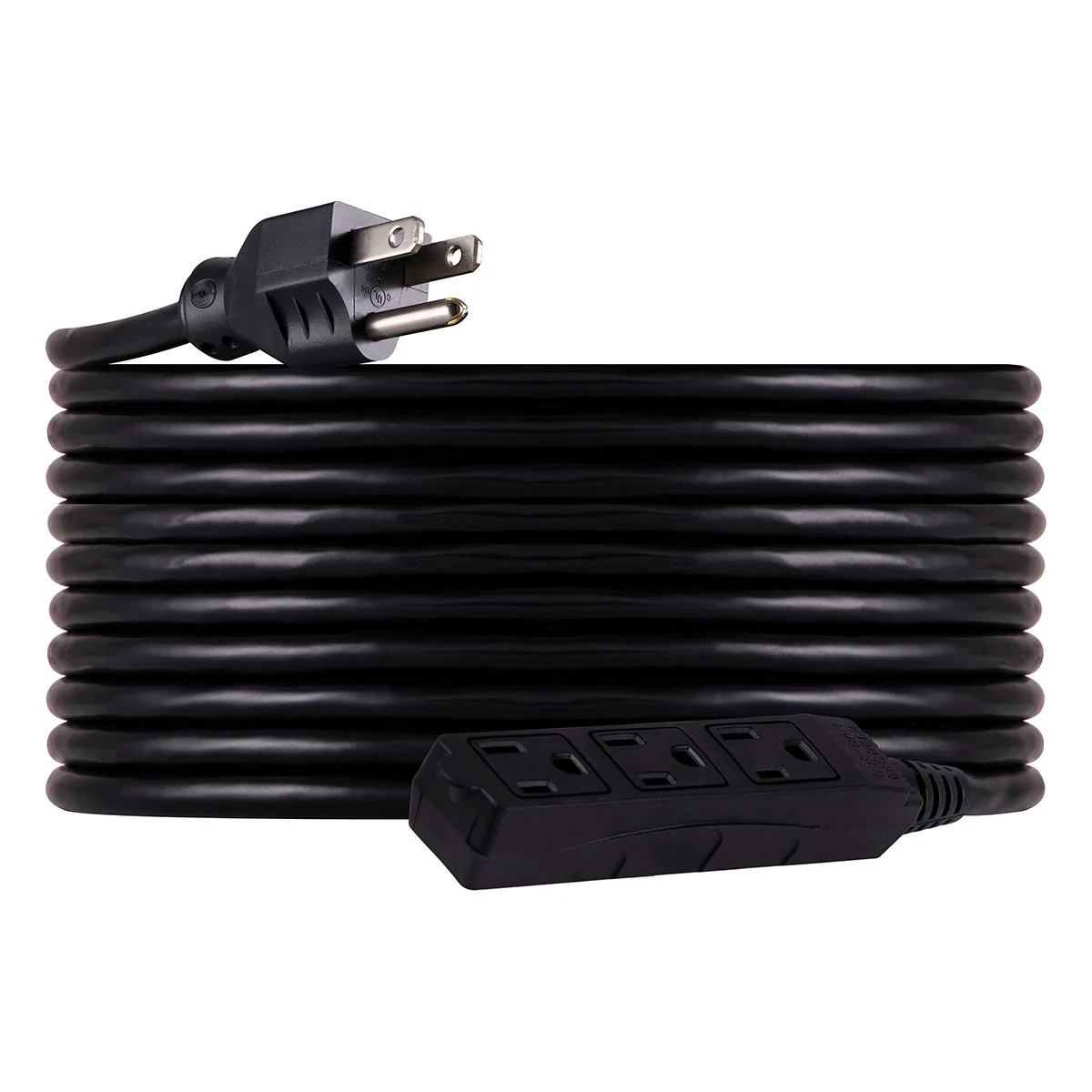 UltraPro 3-Outlet 25ft. Heavy Duty Outdoor Extension Cord, Black - Image 2
