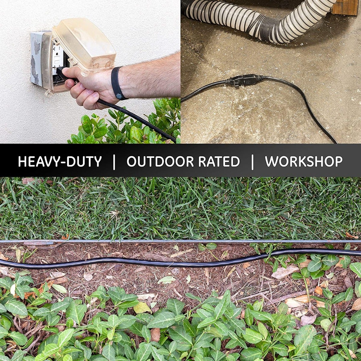 UltraPro 3-Outlet 25ft. Heavy Duty Outdoor Extension Cord, Black - Image 7