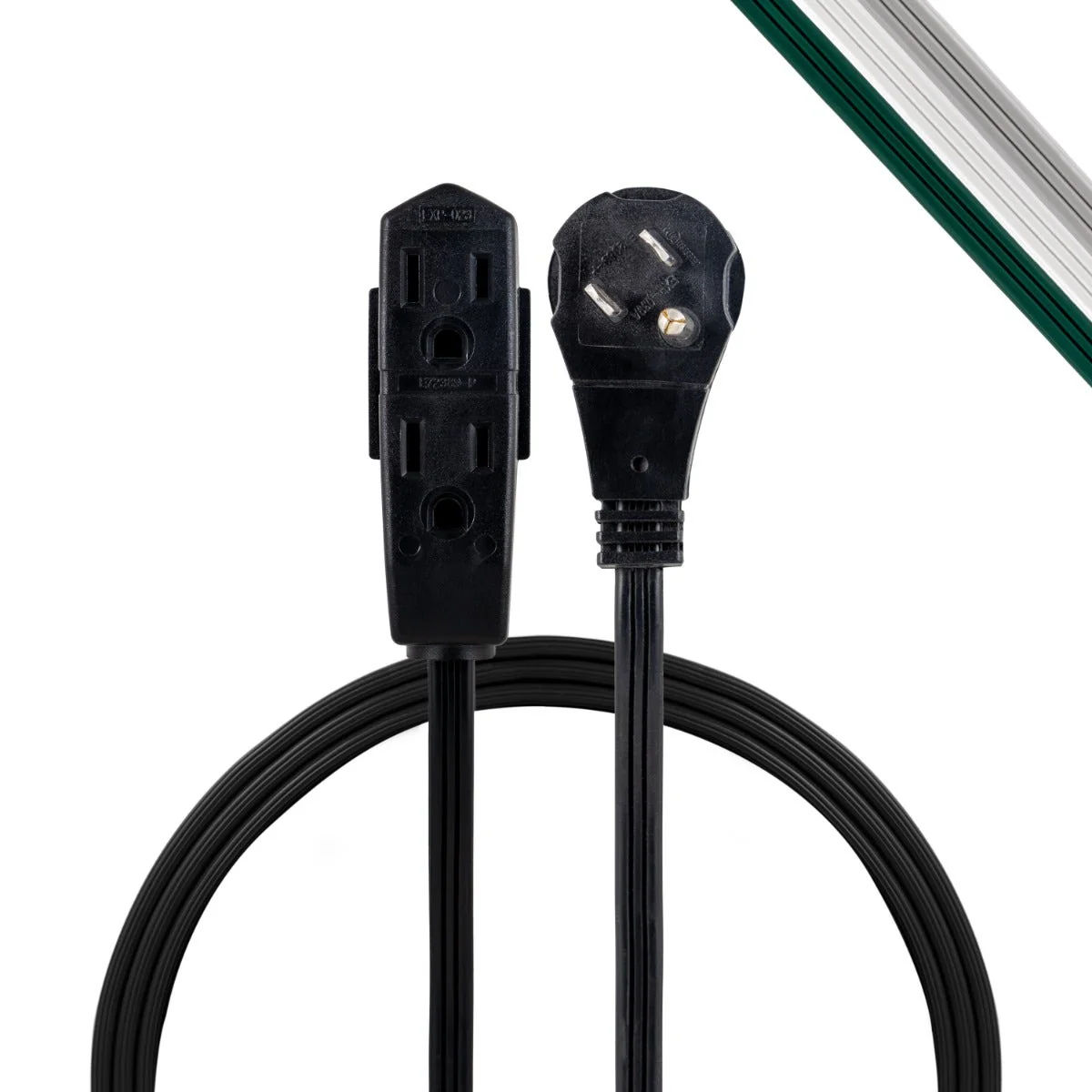 GE 3-Outlet 3ft. Extension Cord with Right-Angle Plug, Black - Image 2
