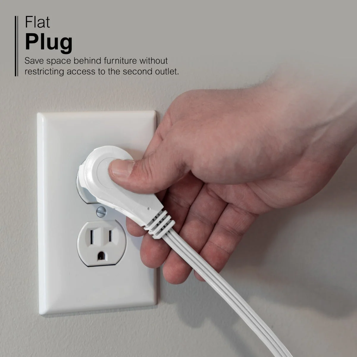 GE 3-Outlet 3ft. Extension Cord  with Right-Angle Plug, White - Image 5