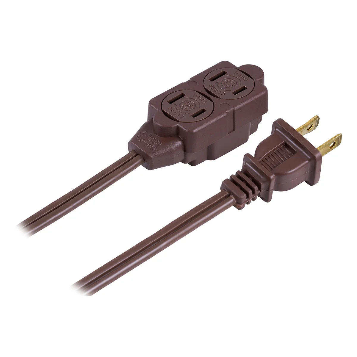 GE 3-Outlet 6ft. Extension Cord with Twist-to-Close Outlets, Brown - Image 5