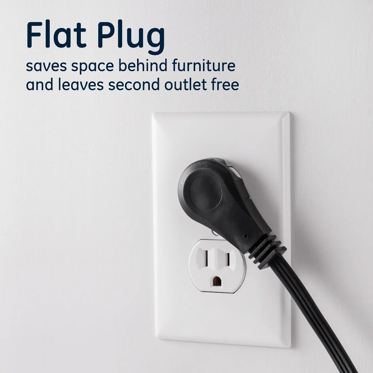 GE 3-Outlet 8ft. Extension Cord with Right-Angle Plug, Black - Image 6