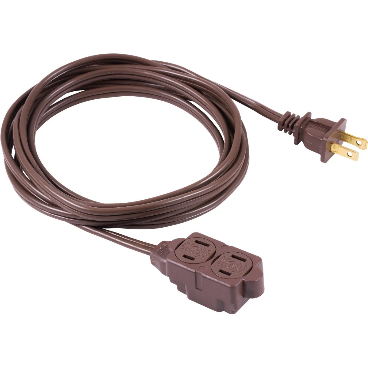 GE 3-Outlet 9ft. Extension Cord with Twist-to-Close Outlets, Brown - Image 2