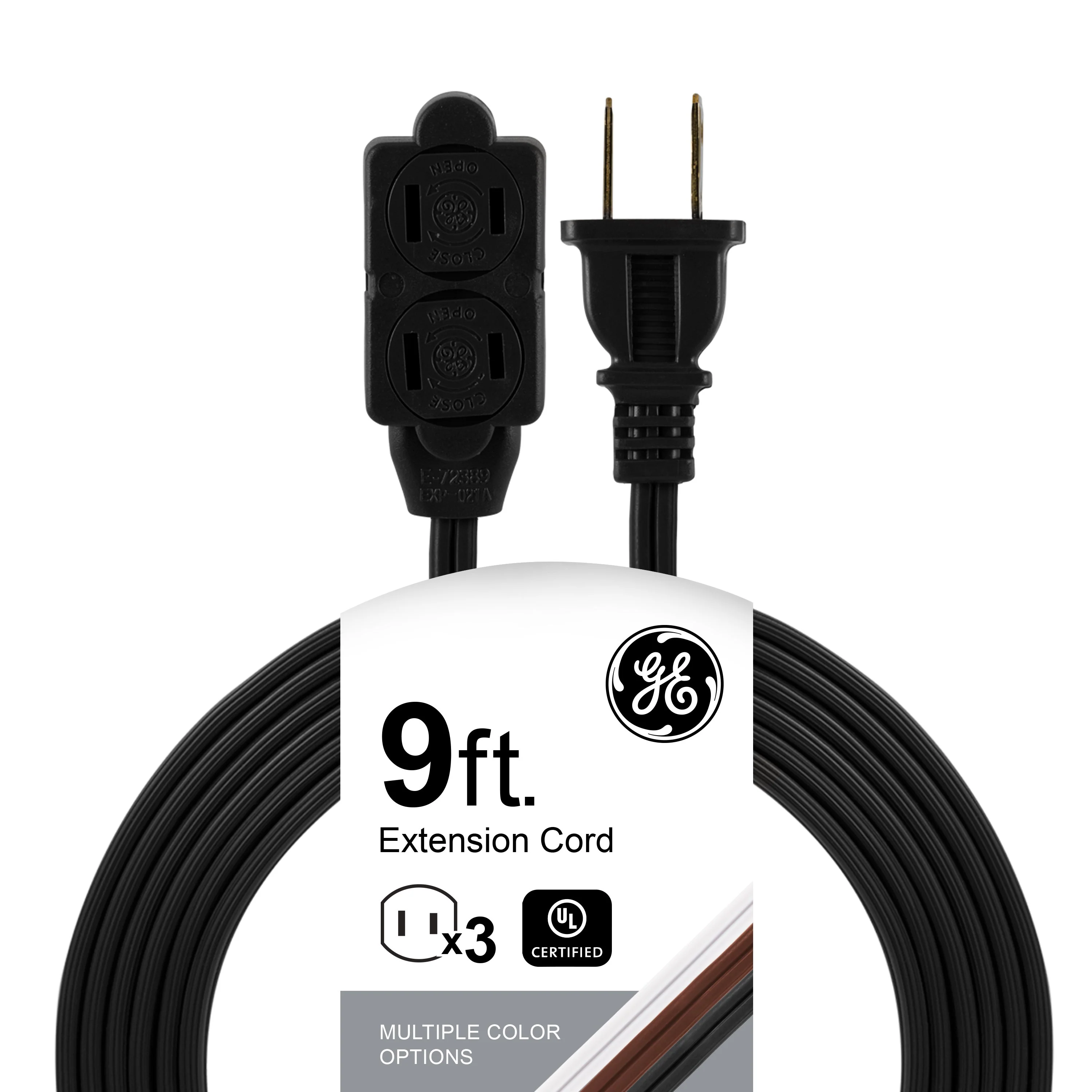 GE 3-Outlet 9ft. Indoor Extension Cord with Twist-to-Close Outlets, Black - Image 8
