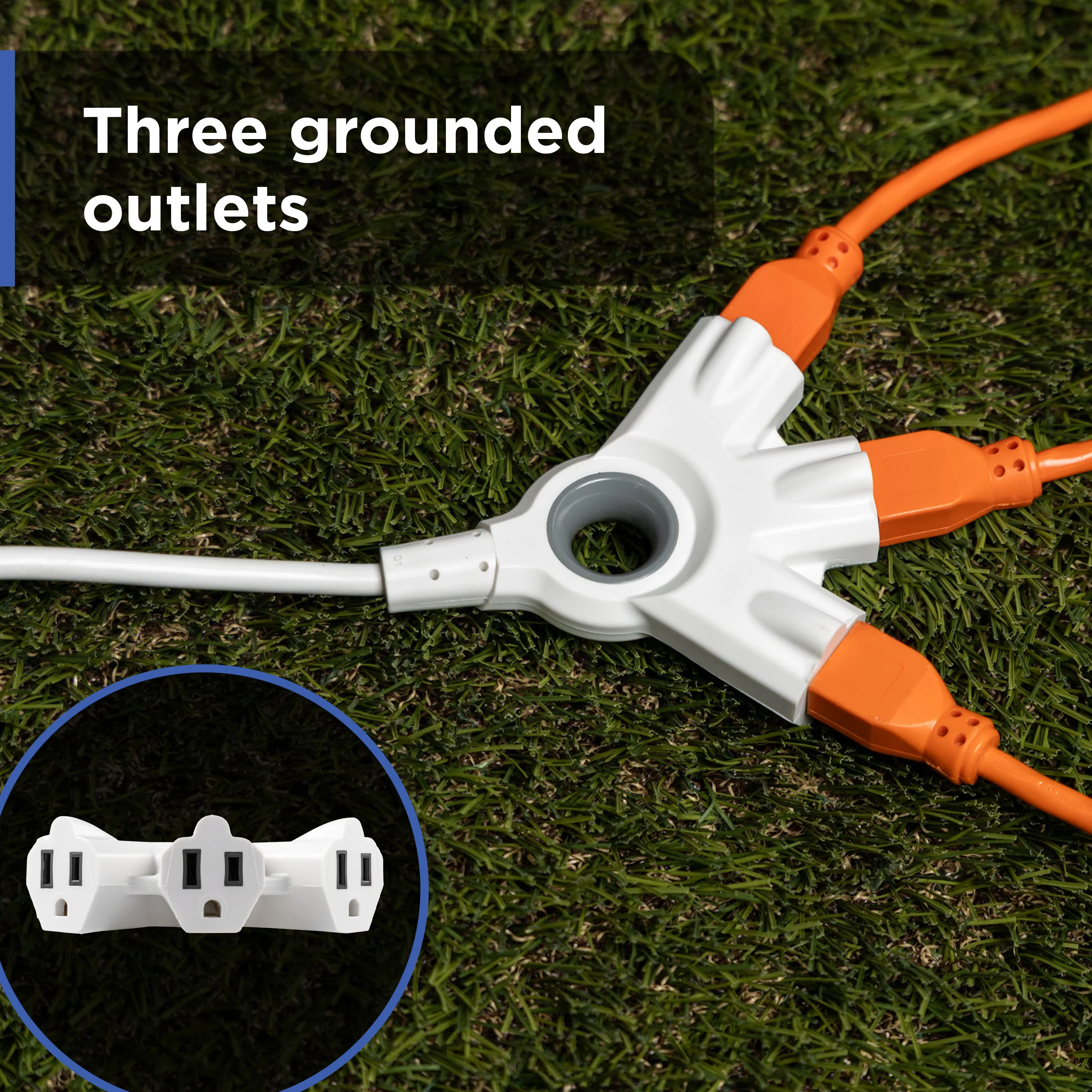 GE 3-Outlet EZGrip Grounded Extension Cord, 50ft., Indoor/Outdoor, White - Image 3