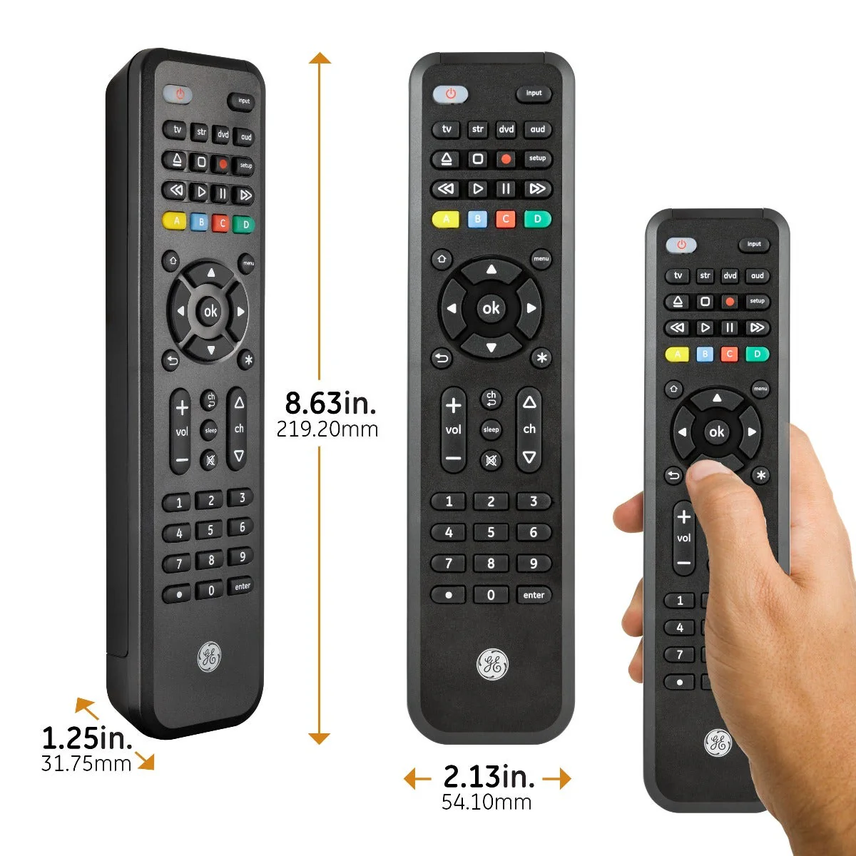 GE 4-Device Universal Companion Remote for Roku and Amazon TV with Flip and Slide Cradle, Black - Image 5