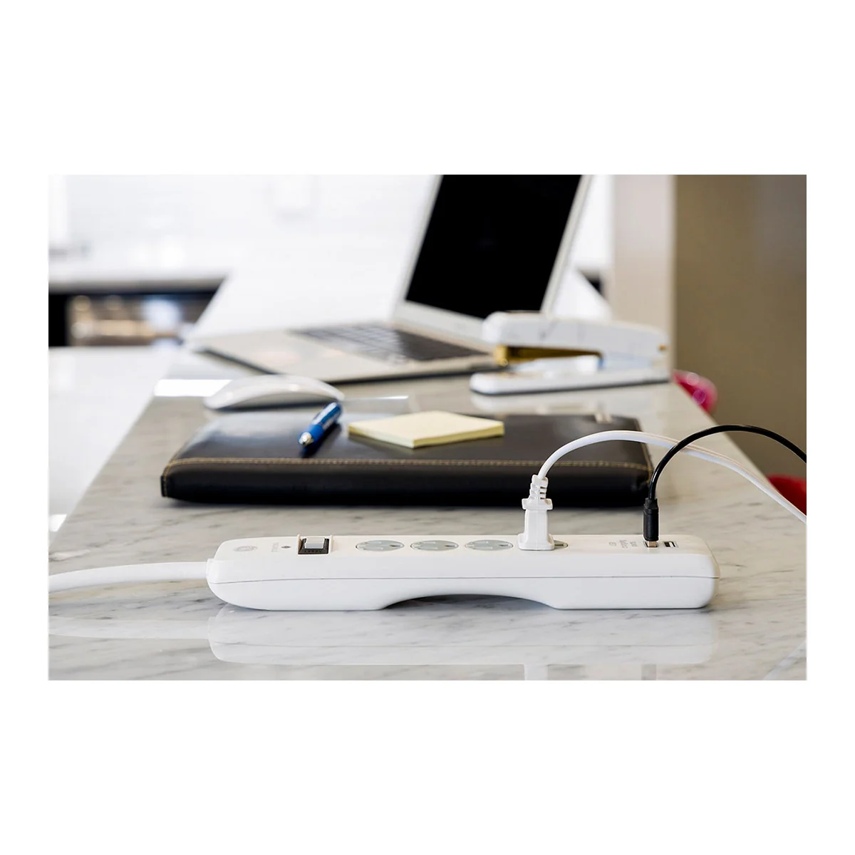 GE 4-Outlet 2-USB 8ft. Surge Protector With Twist-To-Close Safety Covers, White - Image 6