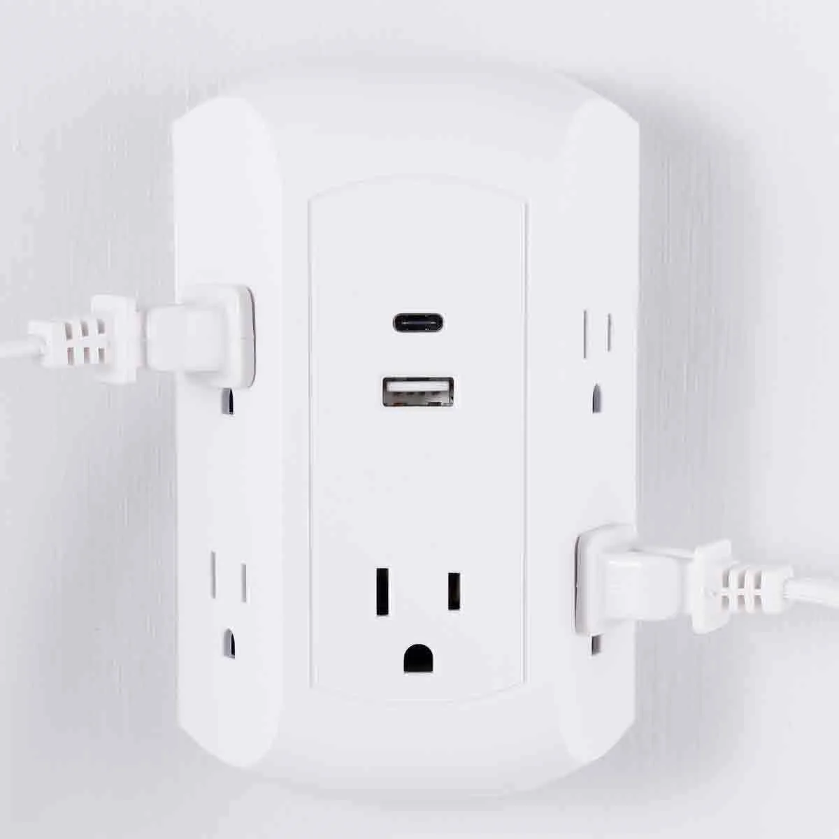 GE 5-Outlet 2-USB Wall Tap with Surge Protection and USB-C, White - Image 8