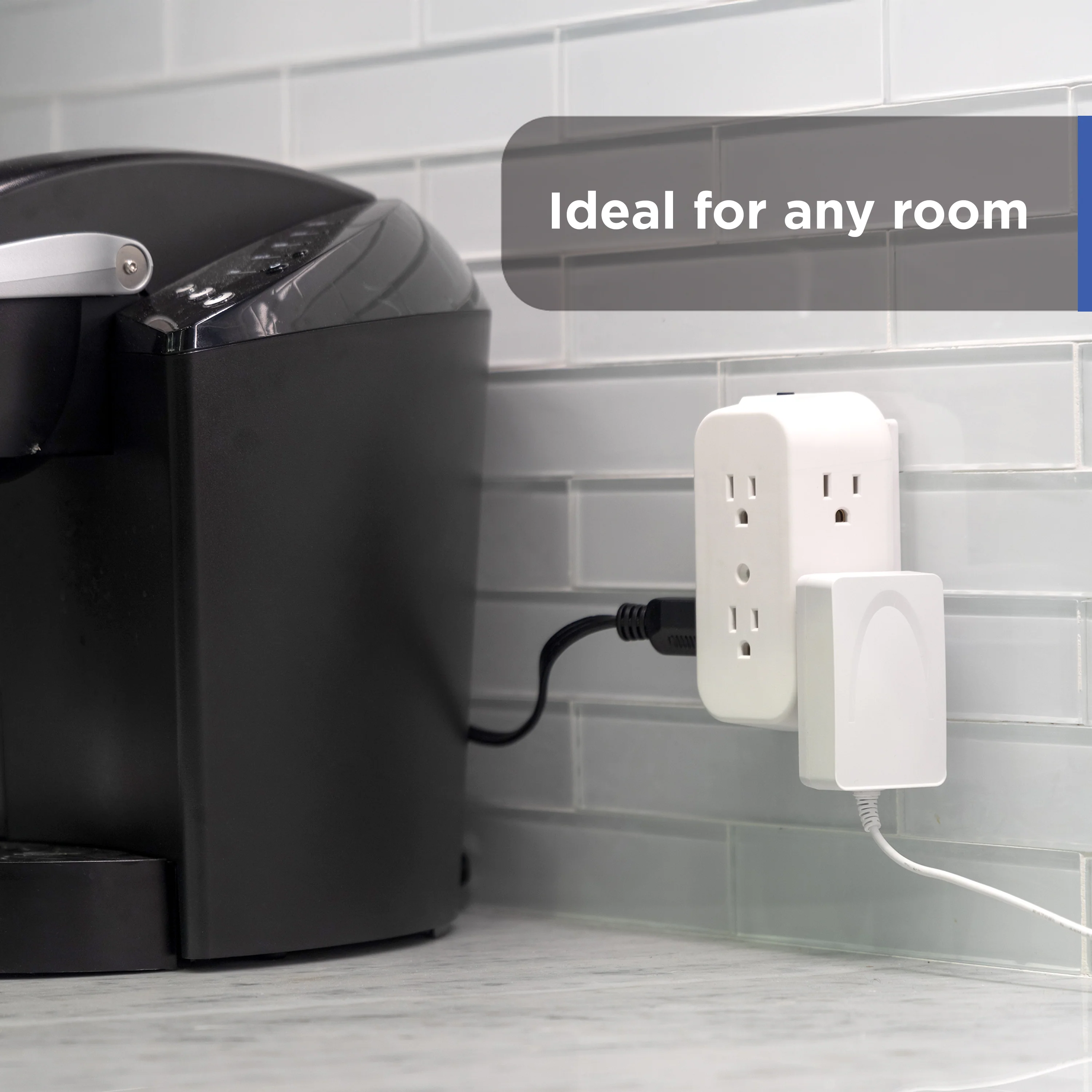 GE 6-AC Wall Tap w/ Resettable Circuit Breaker, White, 2pk - Image 4