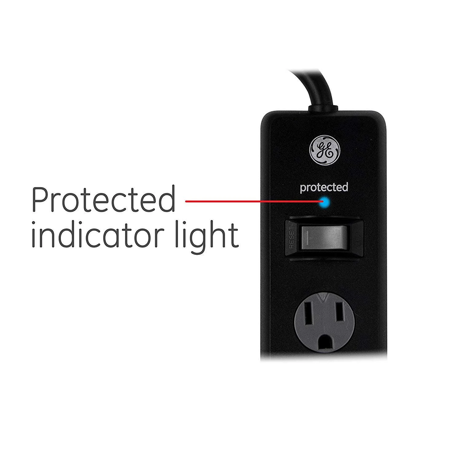 GE 6-Outlet 10ft. Surge Protector With Twist-To-Close Safety Covers, Black - Image 7