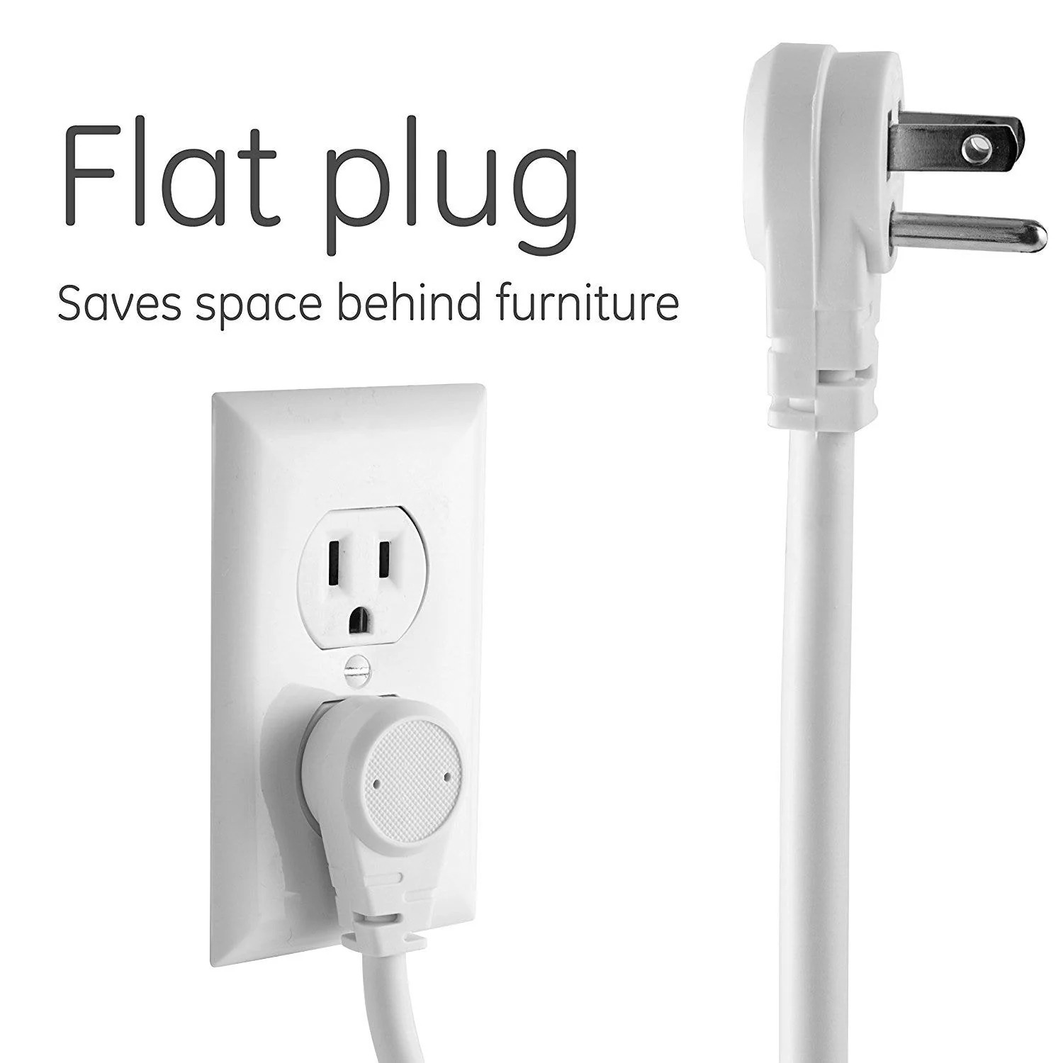 GE 6-Outlet 10ft. Surge Protector With Twist-To-Close Safety Covers, White - Image 5